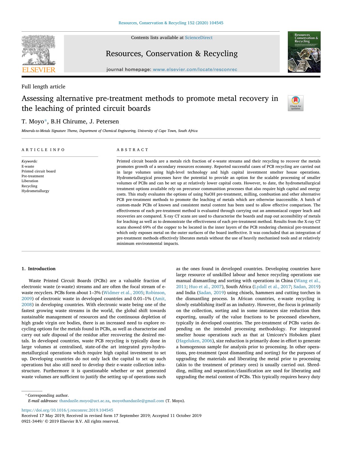 First page of Assessing alternative pre treatment meth