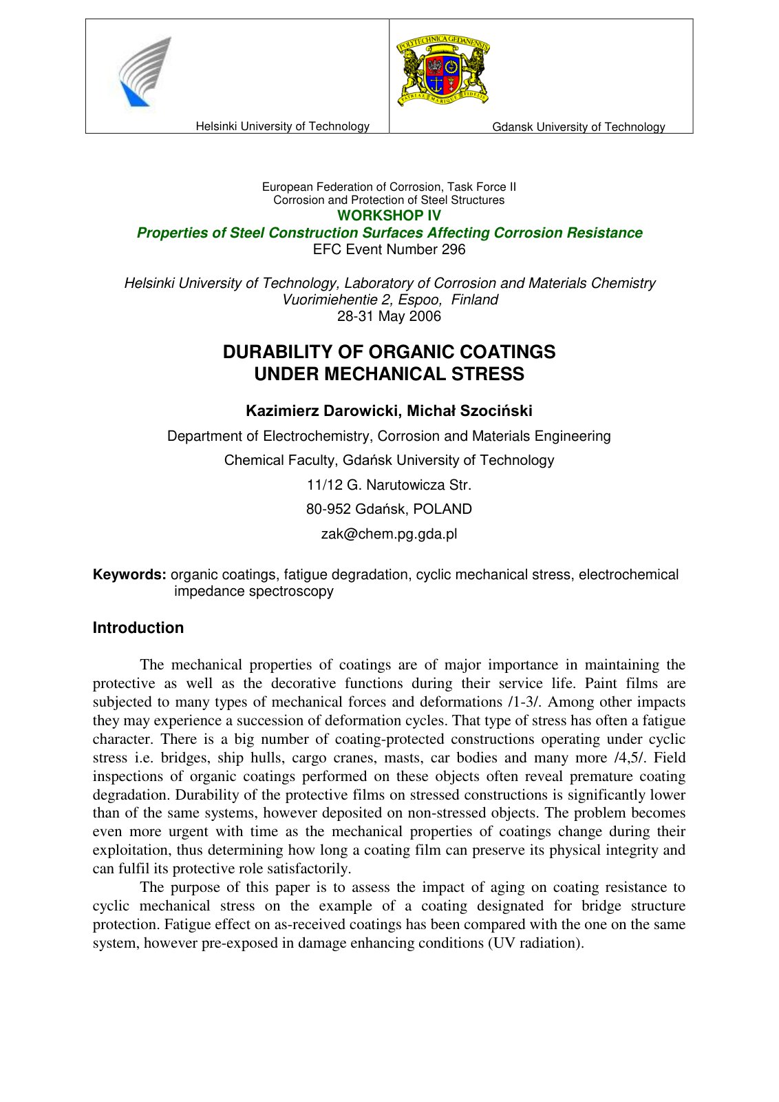 First page of Durability of Organic Coatings Under Mechanical Stress
