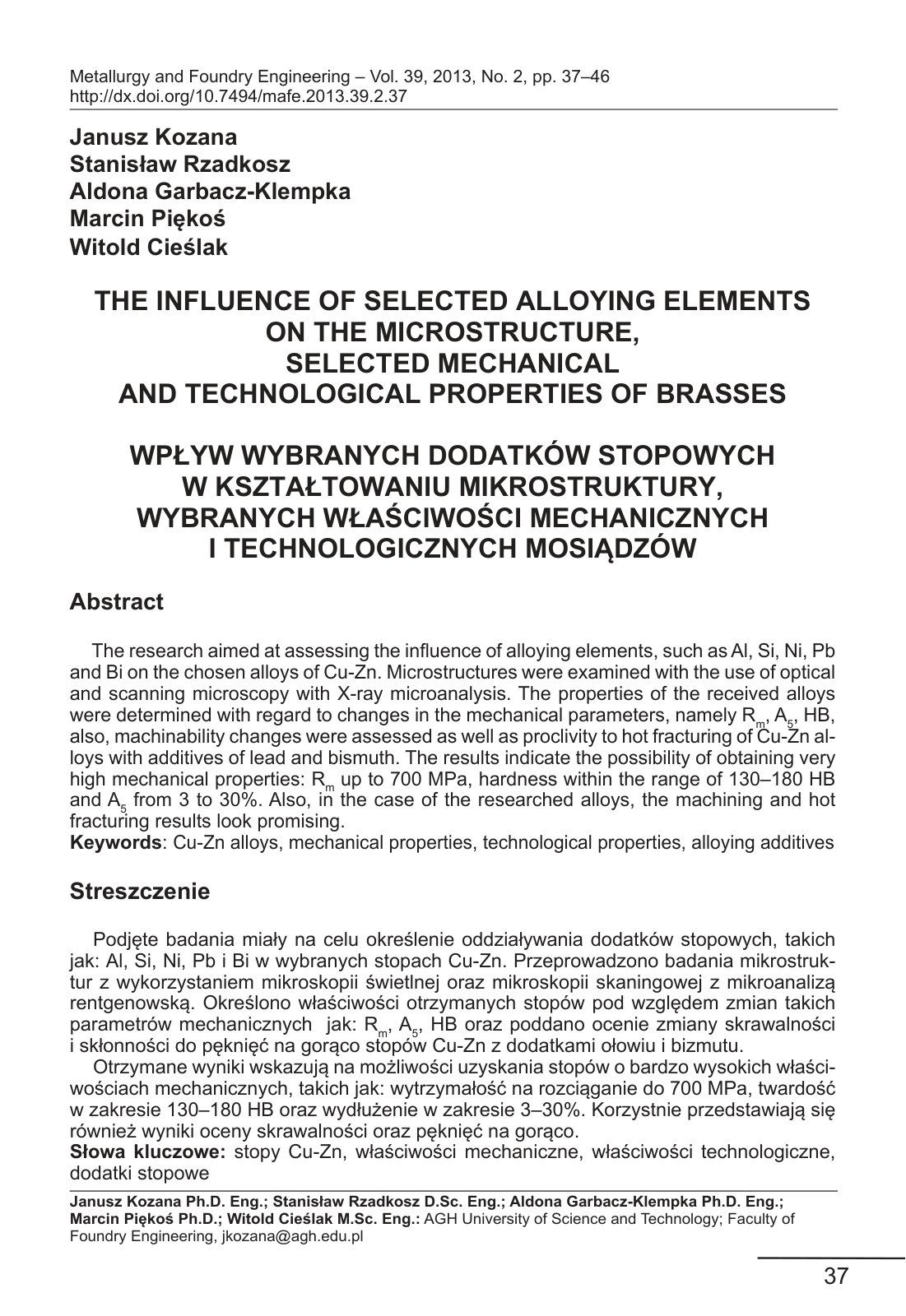 First page of The Influence of Selected Alloying Eleme