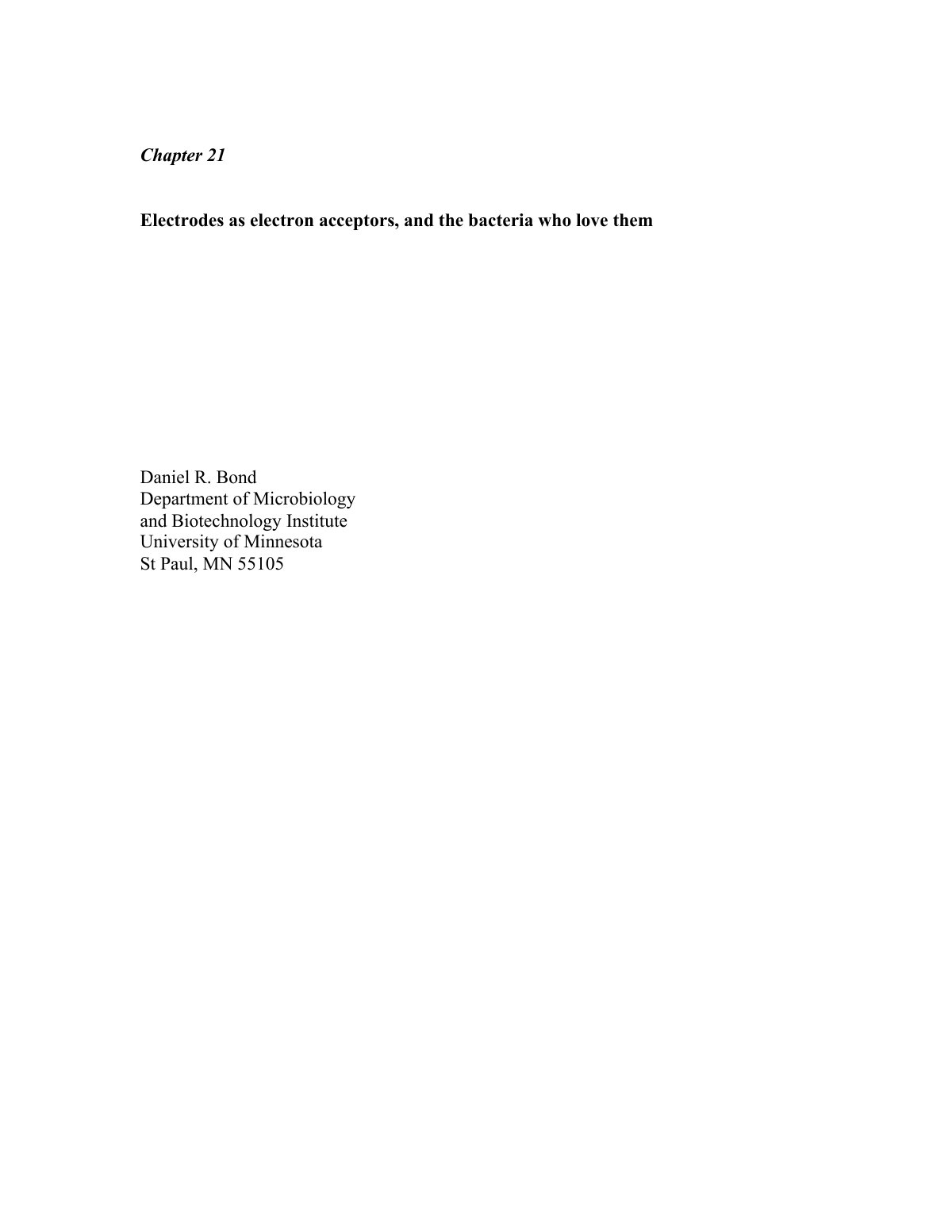 First page of Electrodes as electron acceptors, and the bacteria who love them