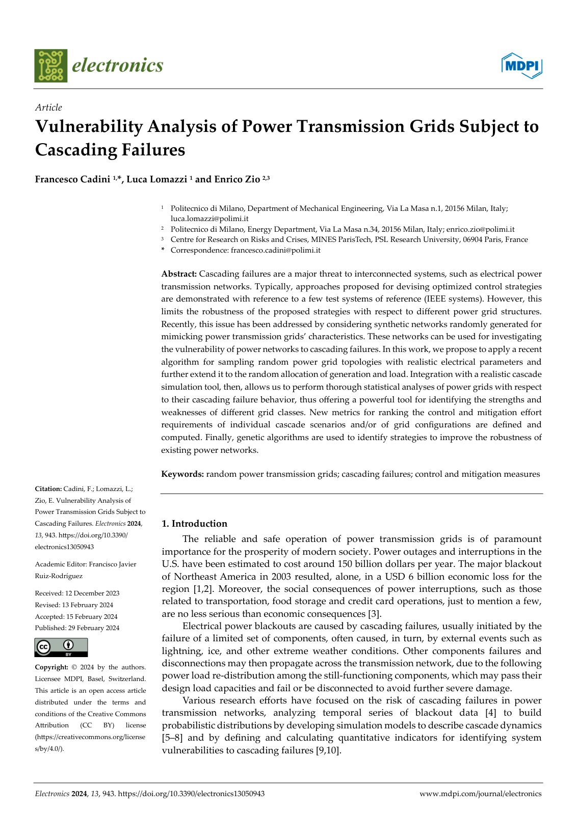 First page of Electronics 2024, 13, 943. https://doi.org/10.3390/electronics13050943