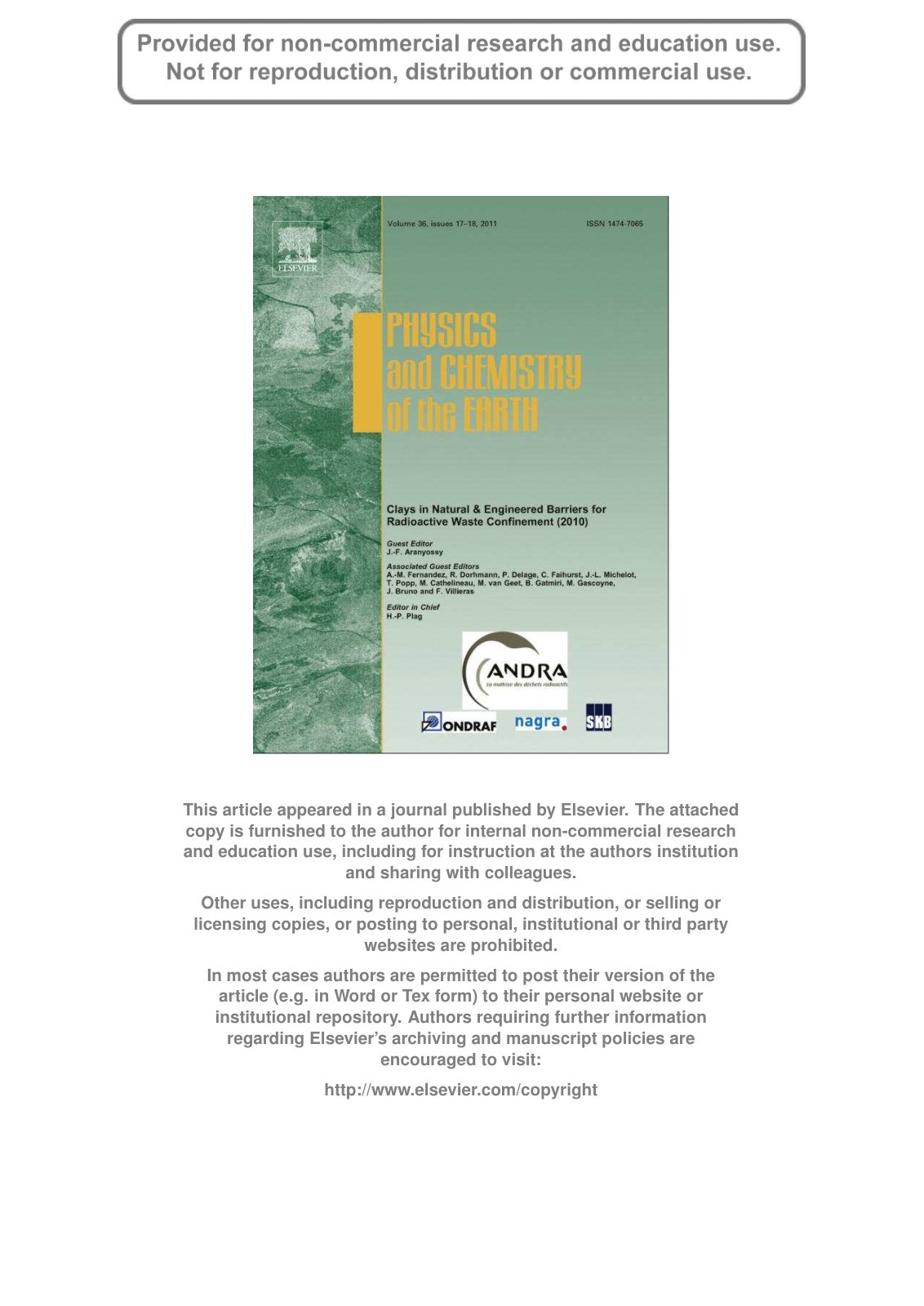 First page of Conceptual and numerical models of solute diffusion around a HLW repository in clay
