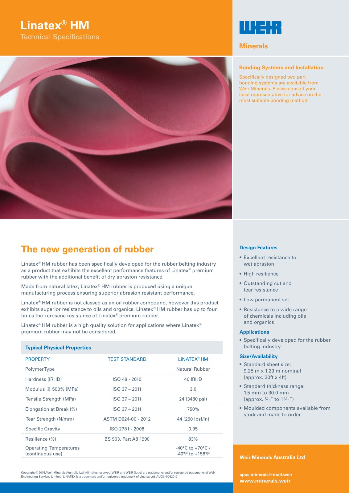 First page of AU0814 Linatex HM Spec Sheet 052017 PREVIEW