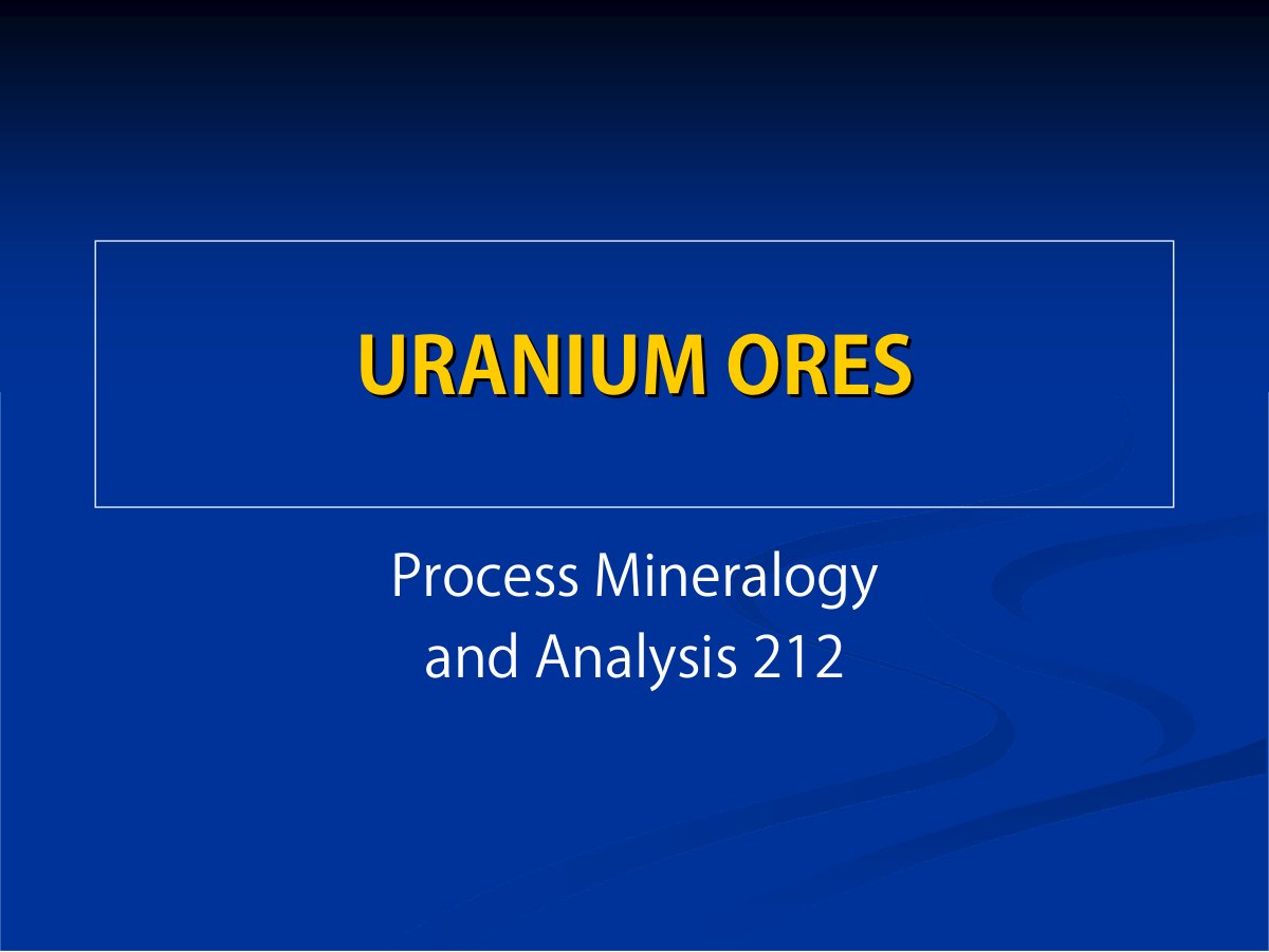 First page of 23. URANIUM ORES   Slides