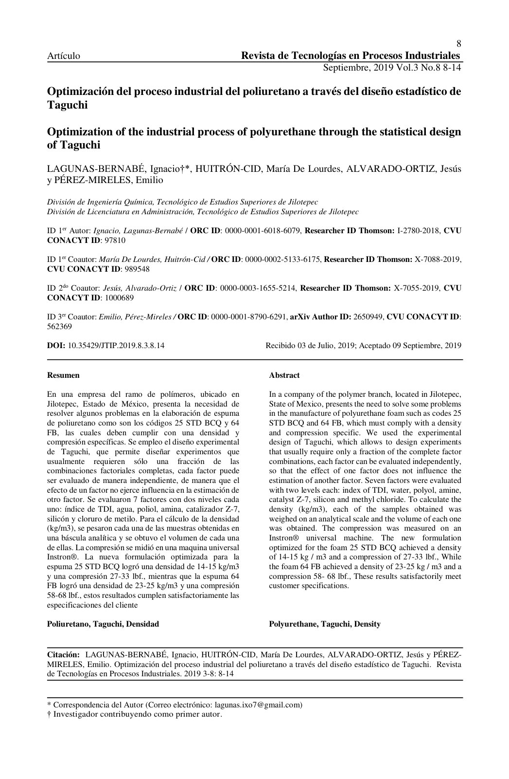 First page of Optimizacion del proceso industrial del