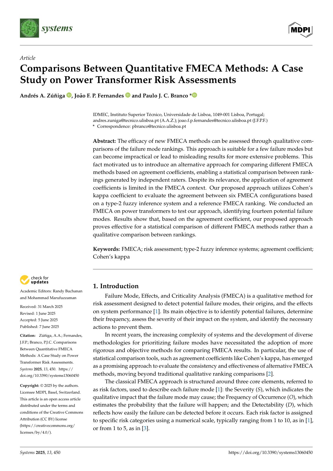 First page of Comparisons Between Quantitative FMECA Methods A C
