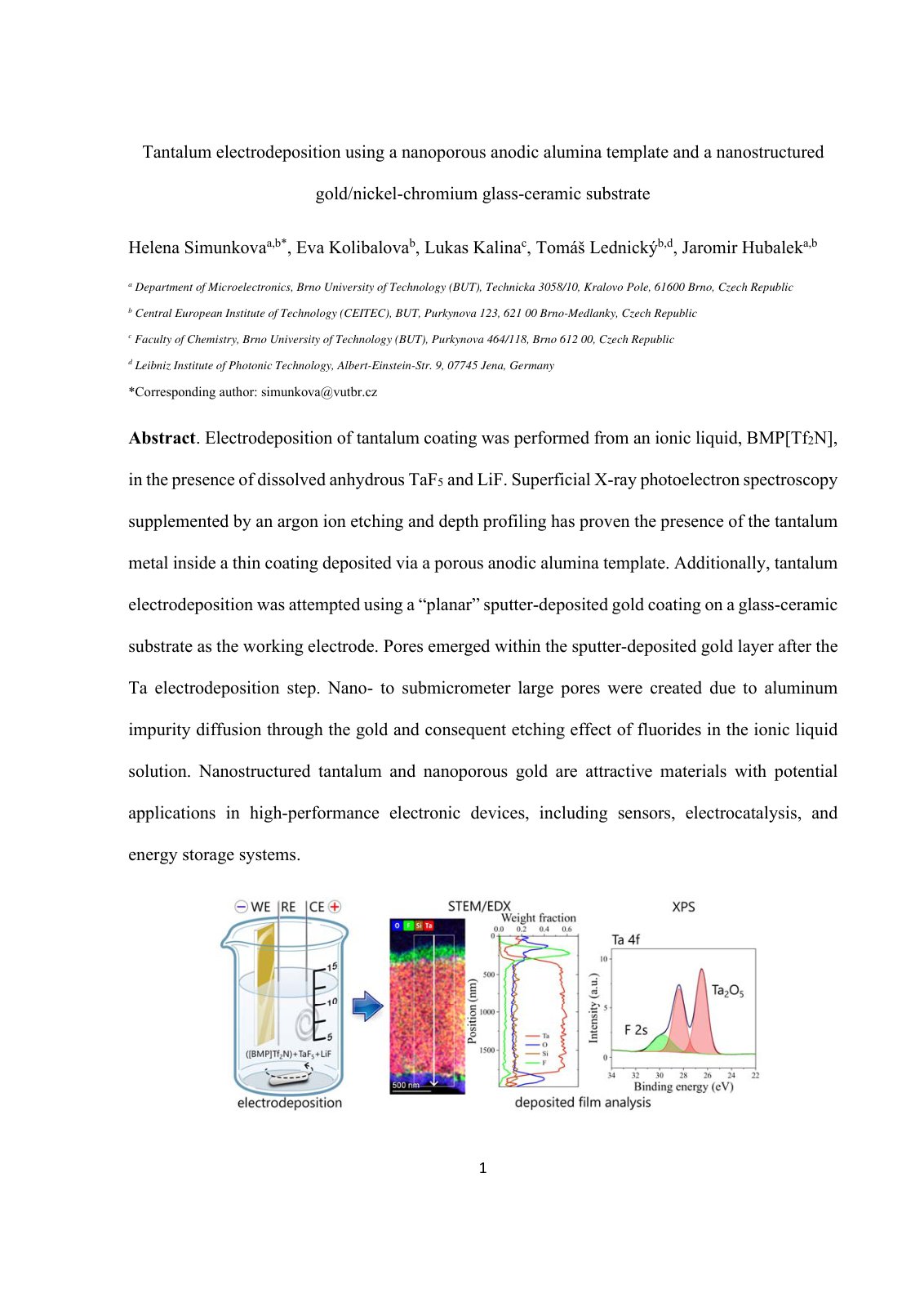 First page of Microsoft Word - Ta electrodeposition on nanostructured substrates_HS_final_arxiv