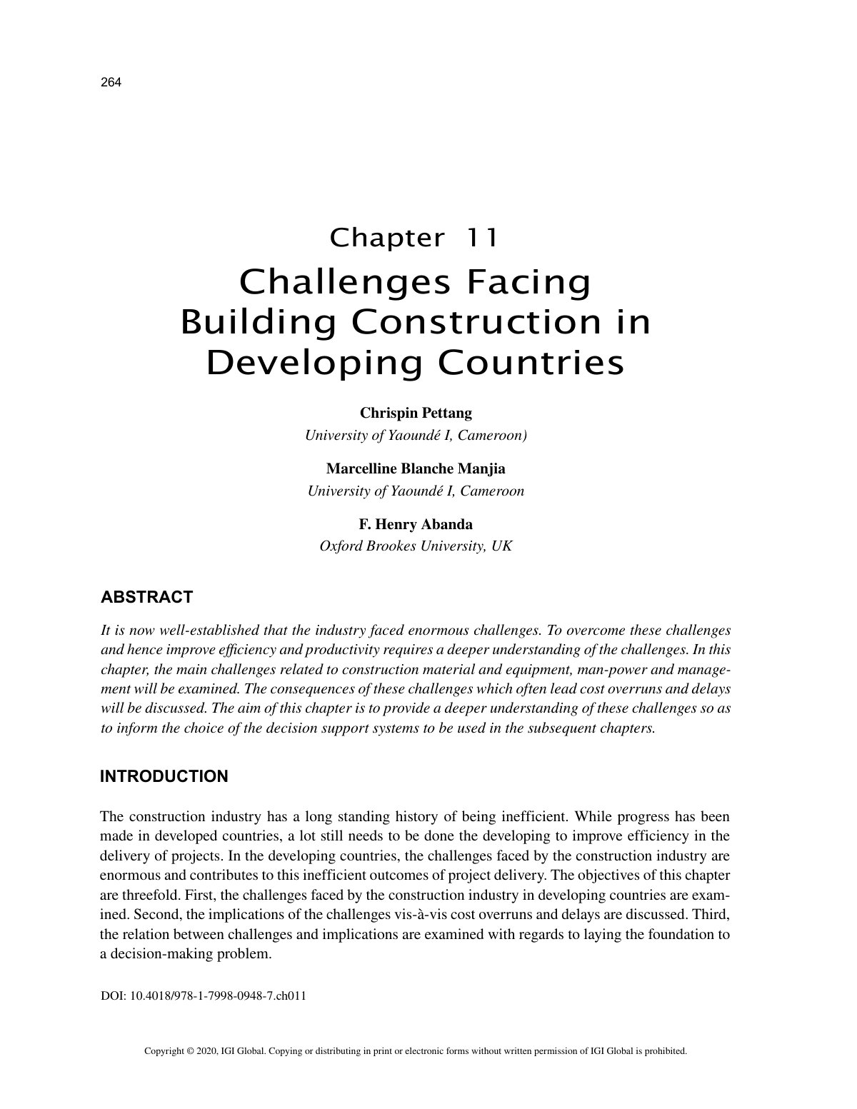 First page of Challenges Facing Building Construction