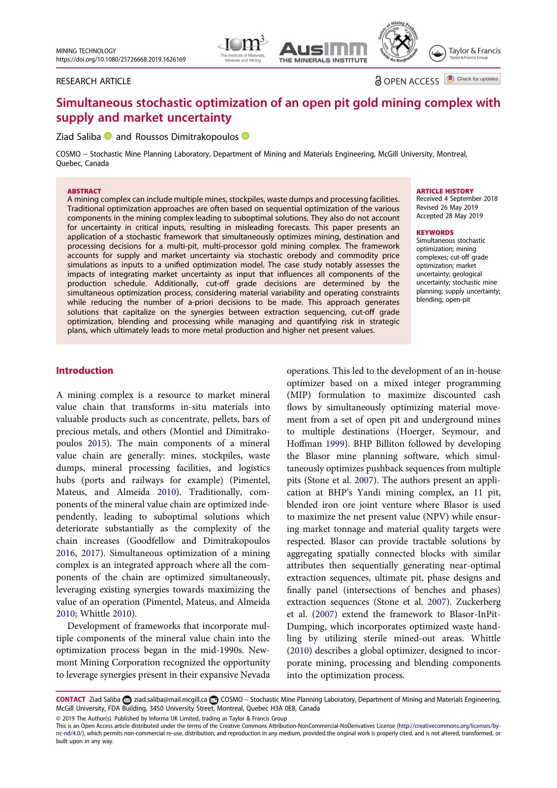 First page of Simultaneous stochastic optimization of