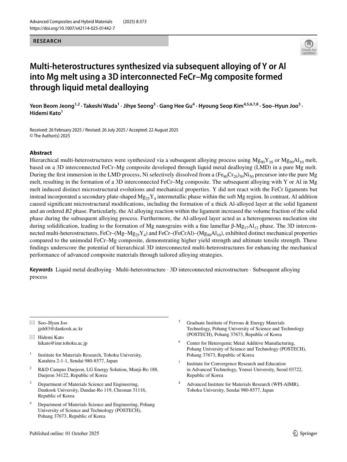 First page of 2025 Jeong Mg Alloy Multi Heterostructures