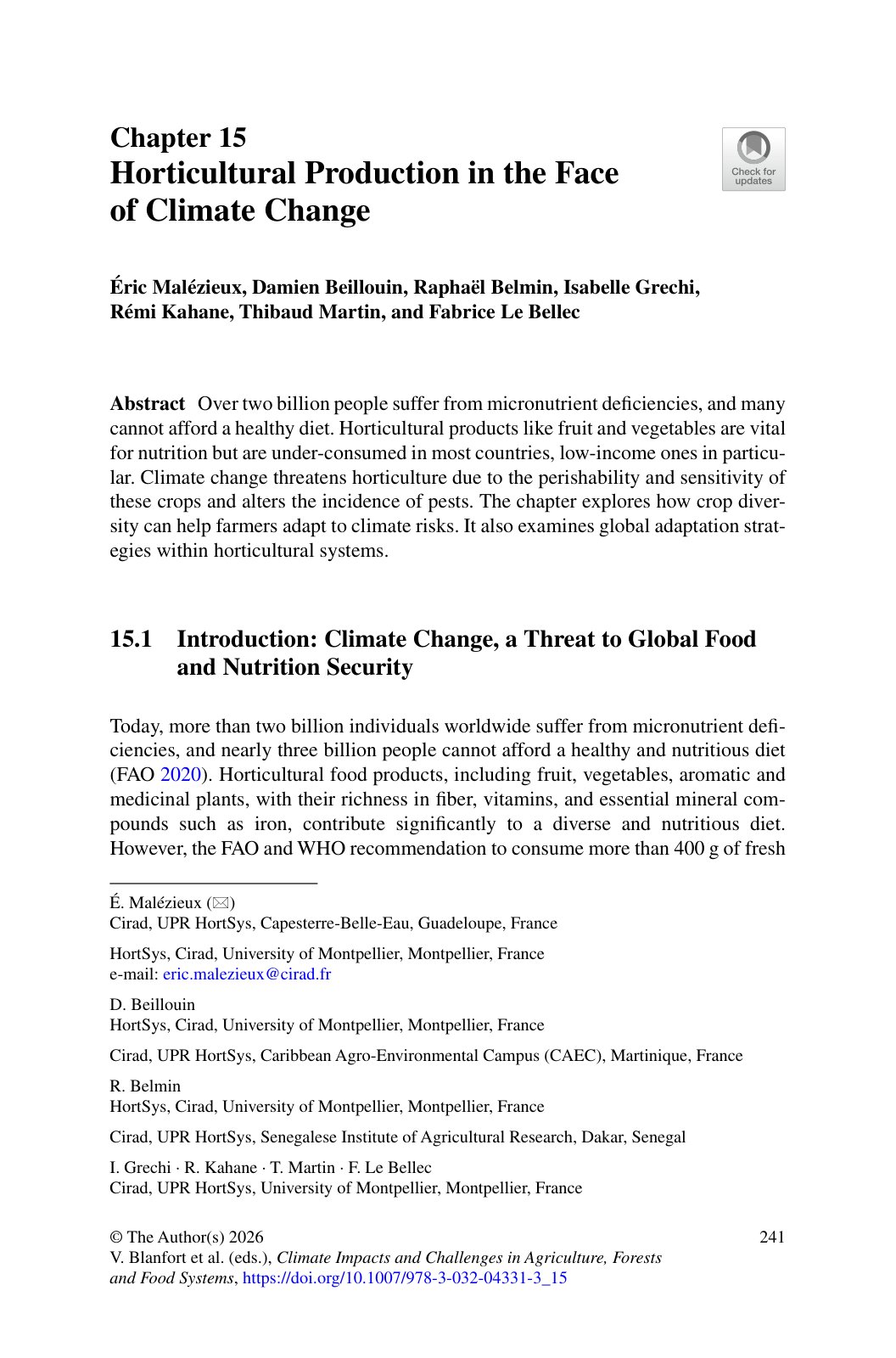 First page of Horticultural Production in the Face of Climate Ch