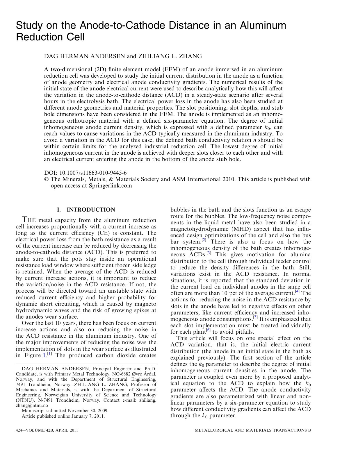 First page of Study on the Anode to Cathode Distance i