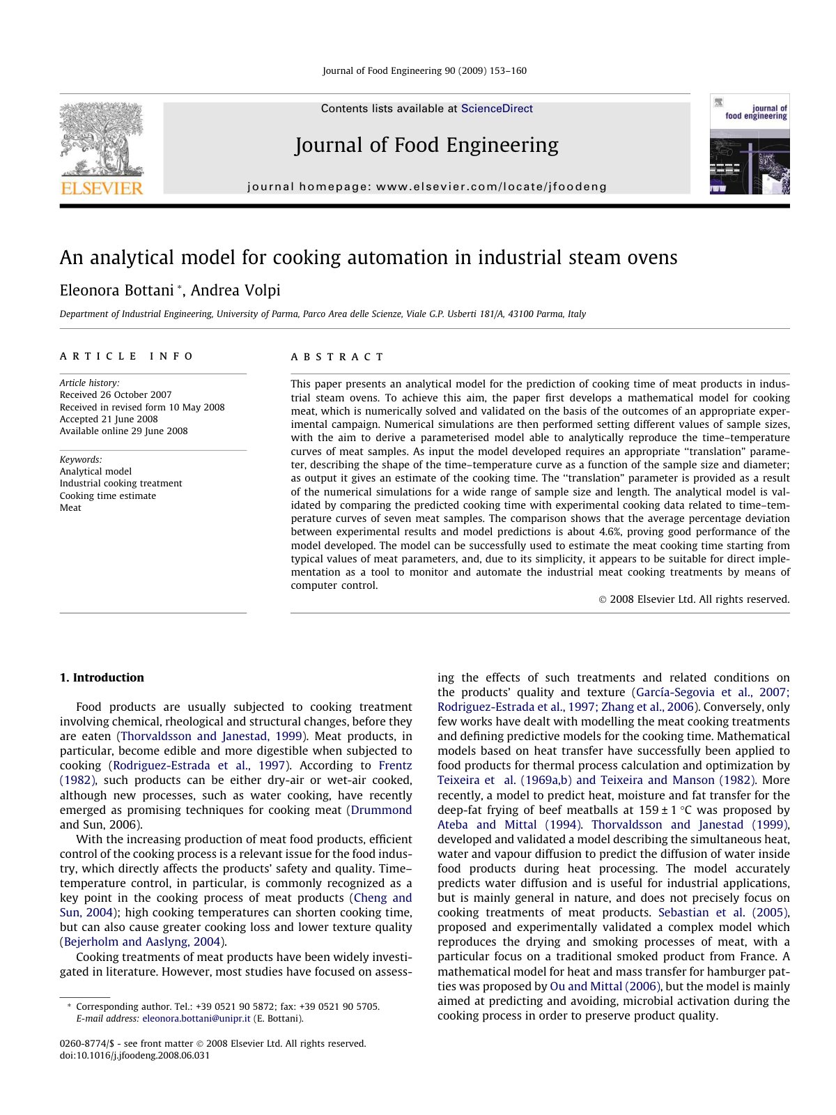 First page of An analytical model for cooking automati