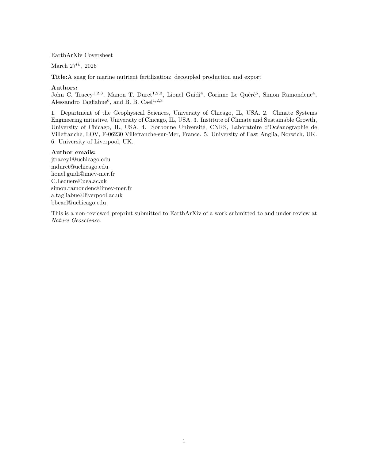 First page of A snag for nutrient fertilization decoupled produc