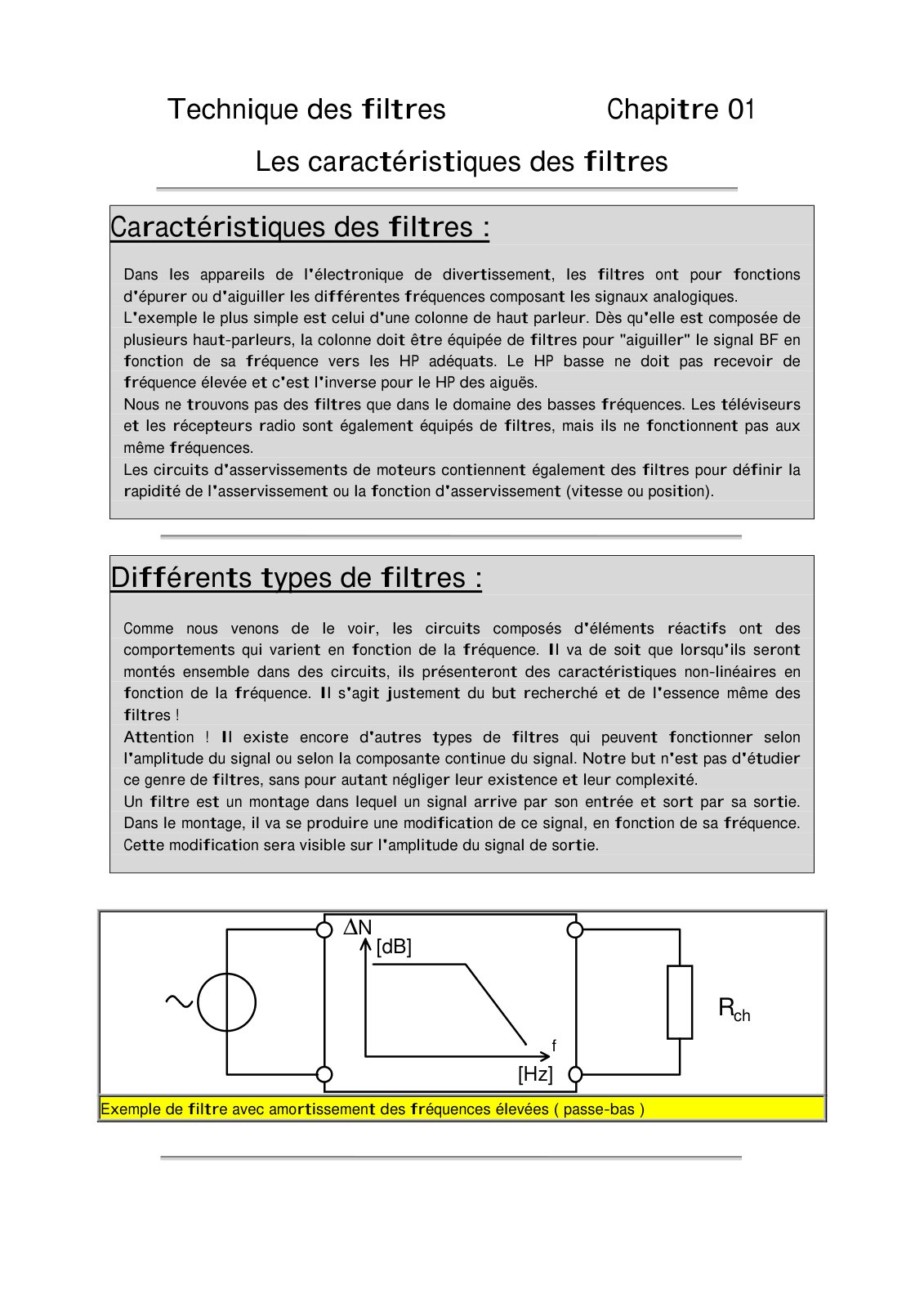 First page of caracteristiques