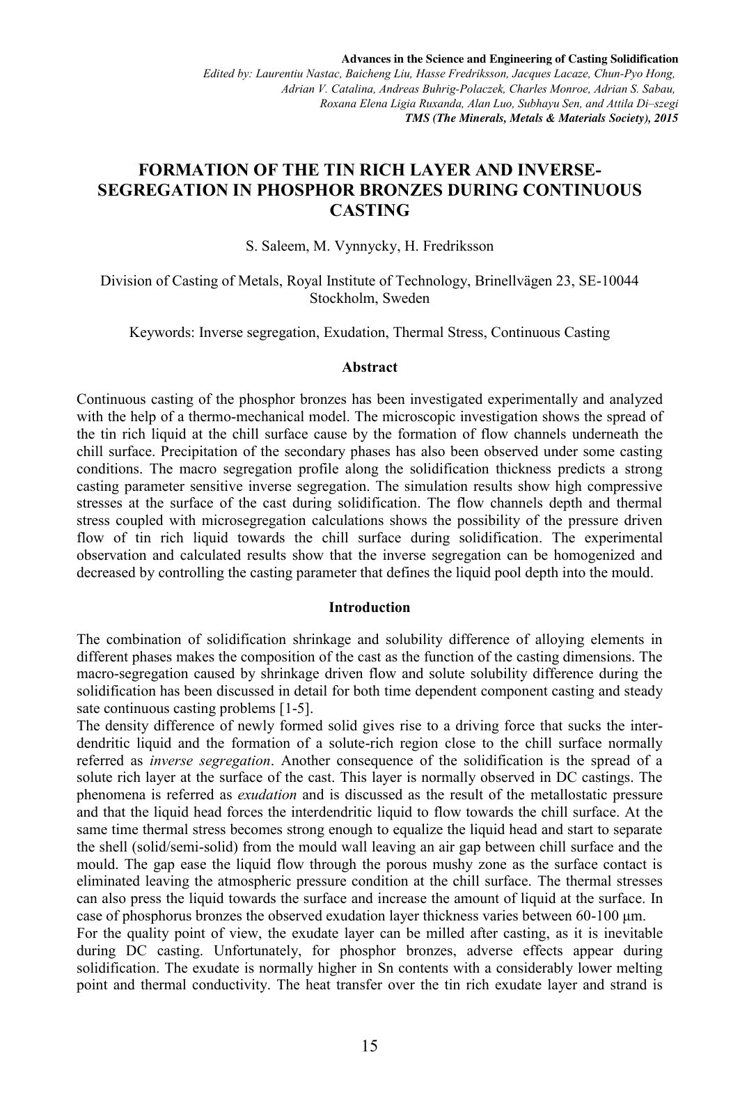 First page of Formation of the Tin Rich Layer and Inve