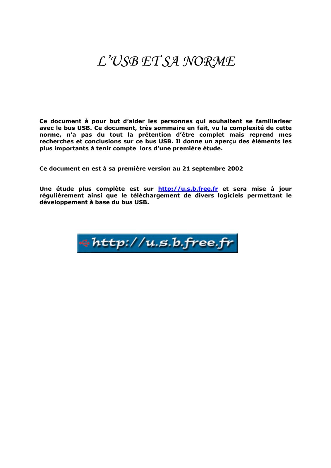 First page of L’USB ET SA NORME