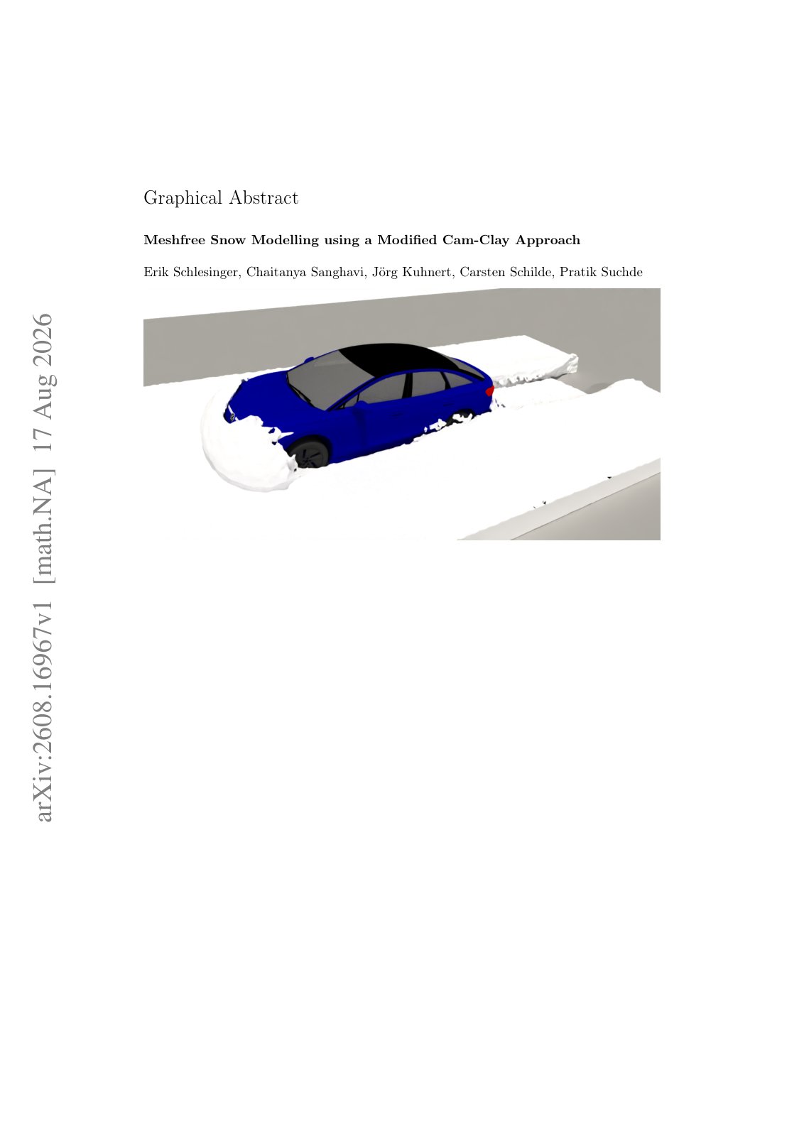 First page of 2026 Schlesinger Meshfree Snow Modeling