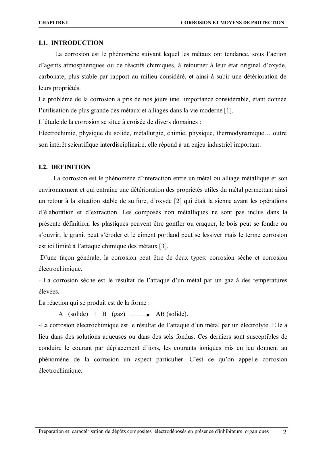 First page of Corrosion et moyens de protection