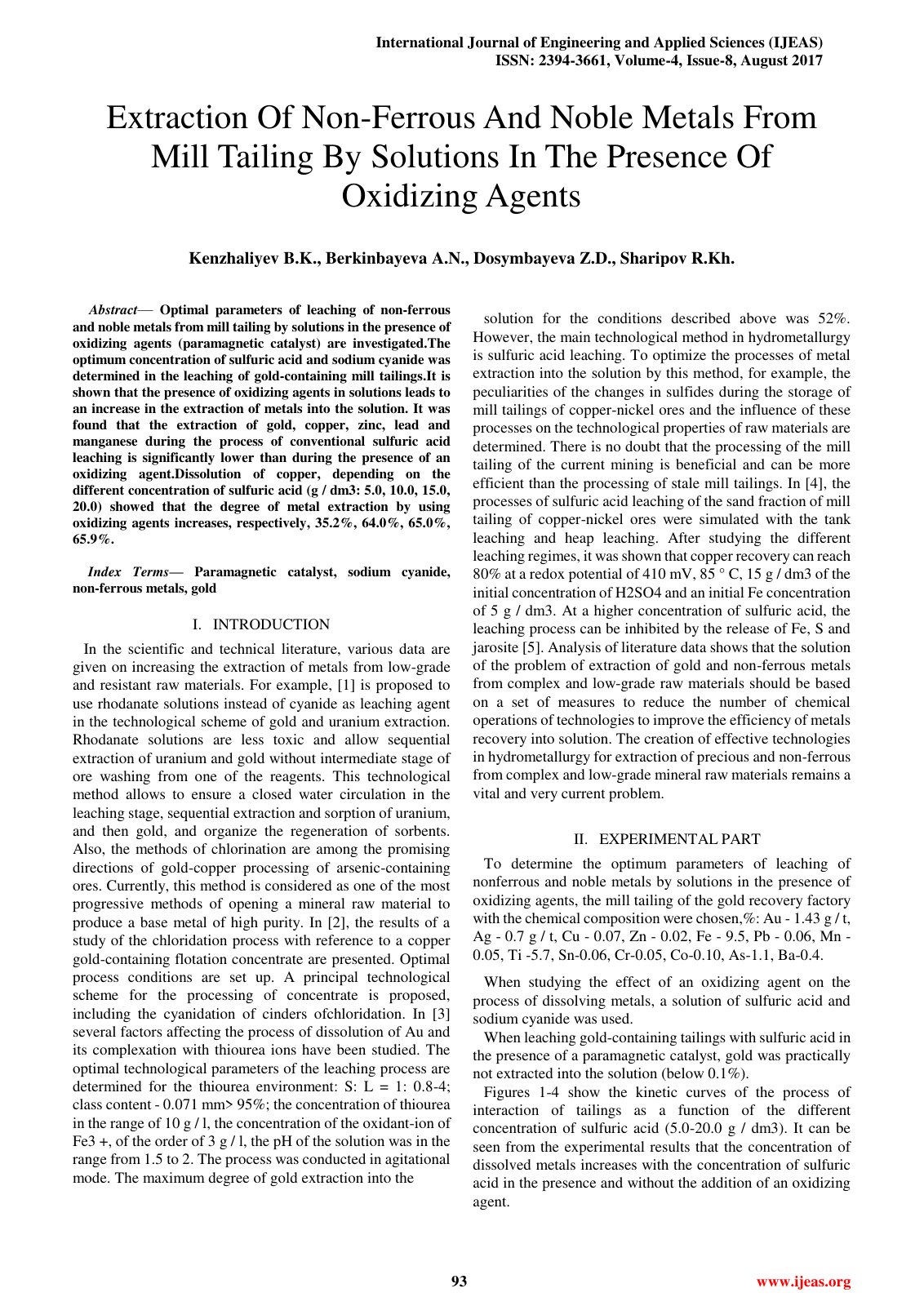 First page of Extraction Of Non Ferrous And Noble Meta