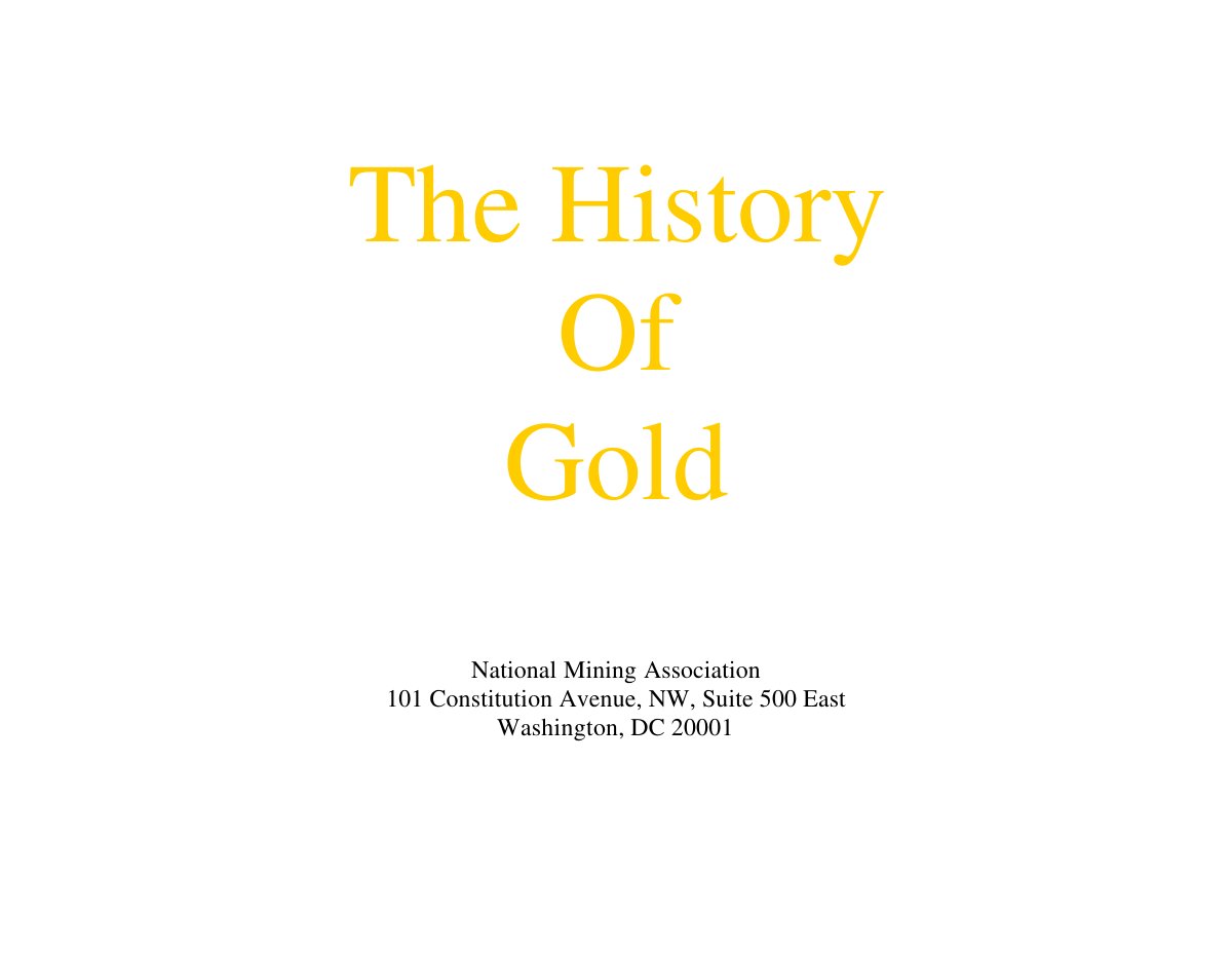 First page of gold history