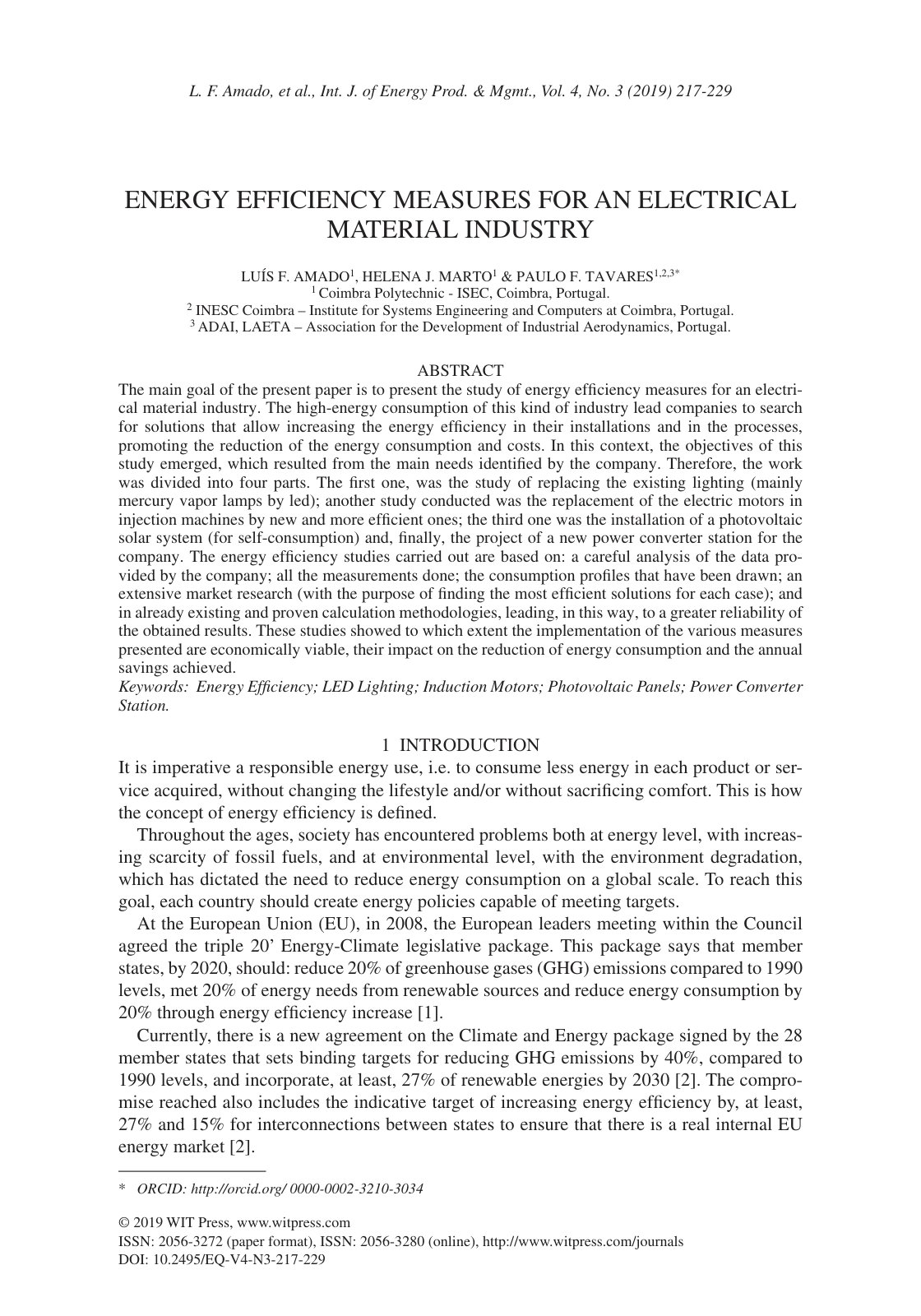 First page of Energy efficiency measures for an electr