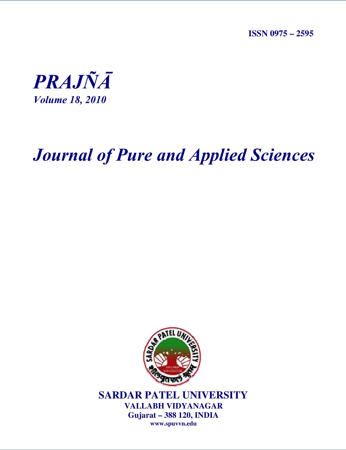 First page of Journal of Pure and Applied Sciences OXI