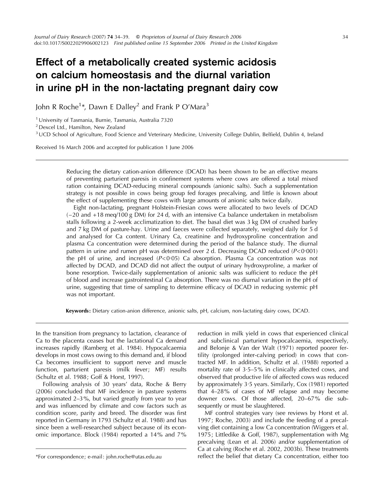 First page of Effect of a metabolically created system