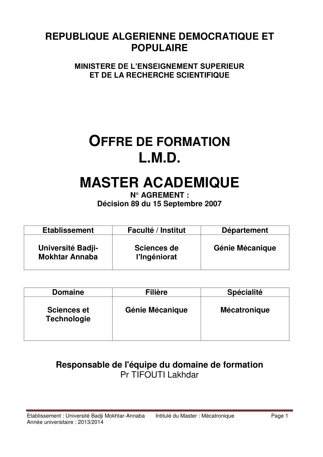 First page of Mcatronique