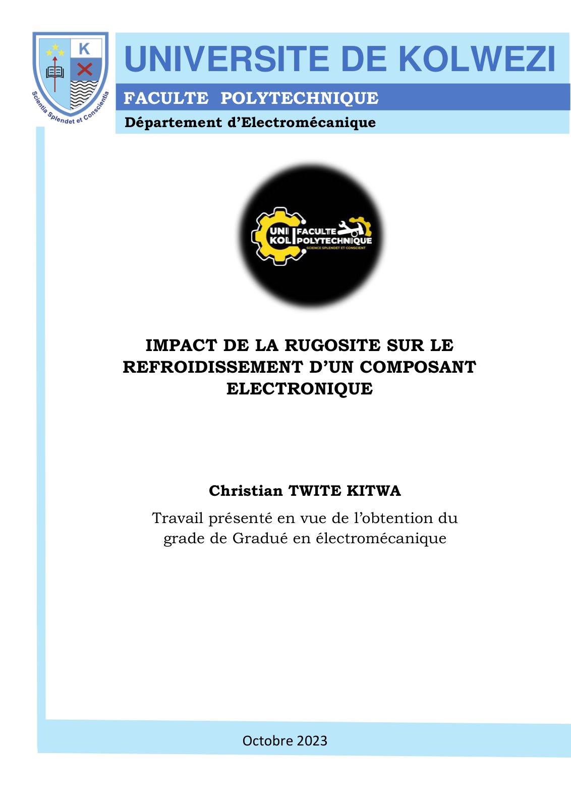 First page of Impact de la rugosité  sur le refroidissement d'un composant électronique