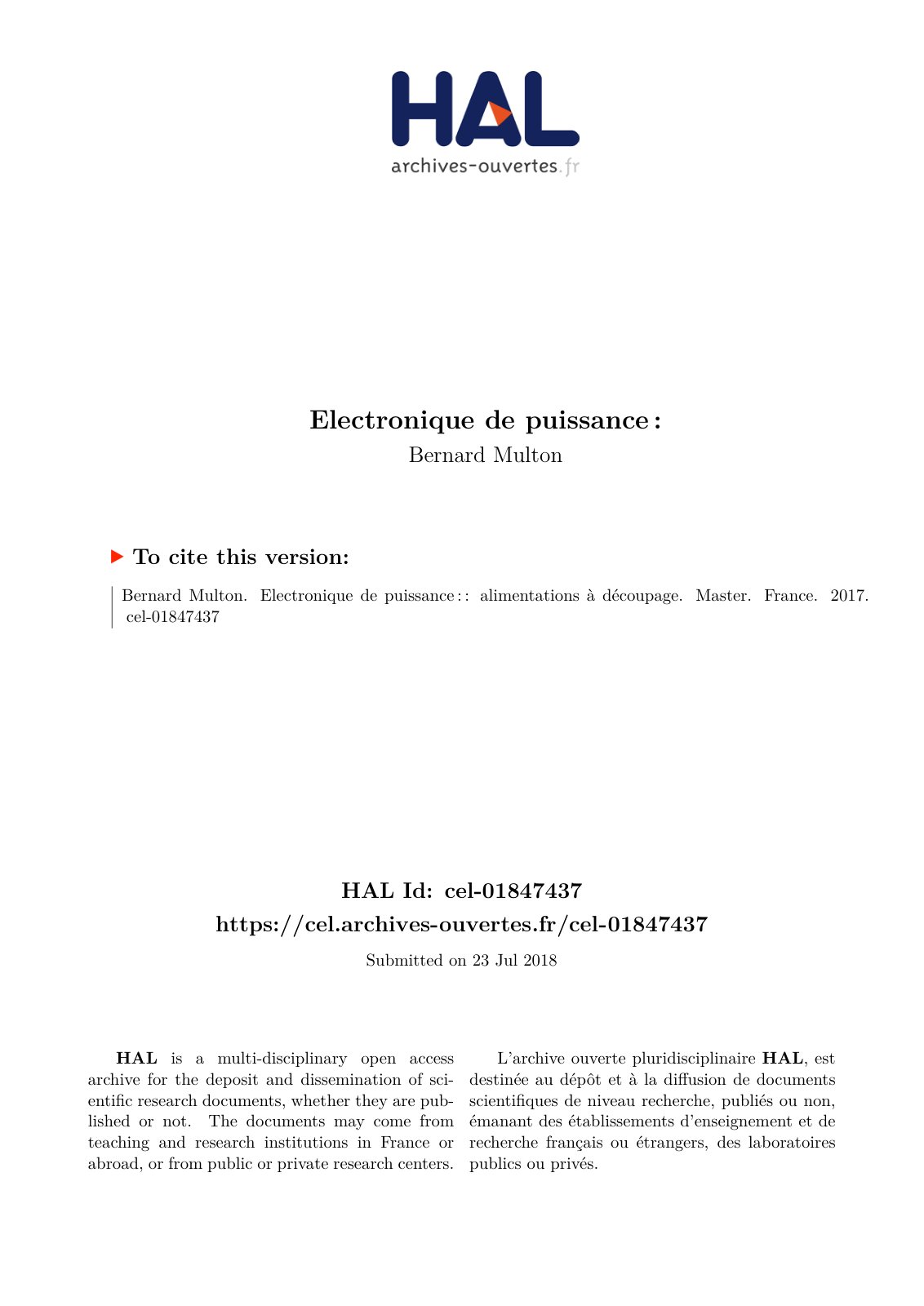 First page of electronique puissance