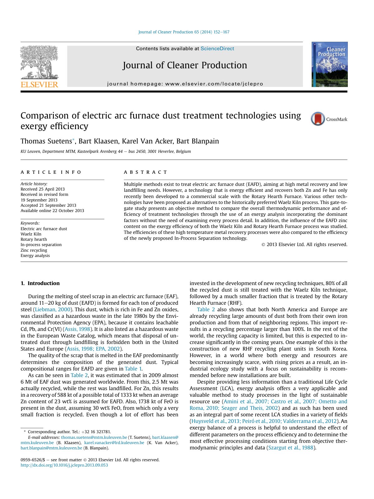 First page of Comparison of electric arc furnace dust