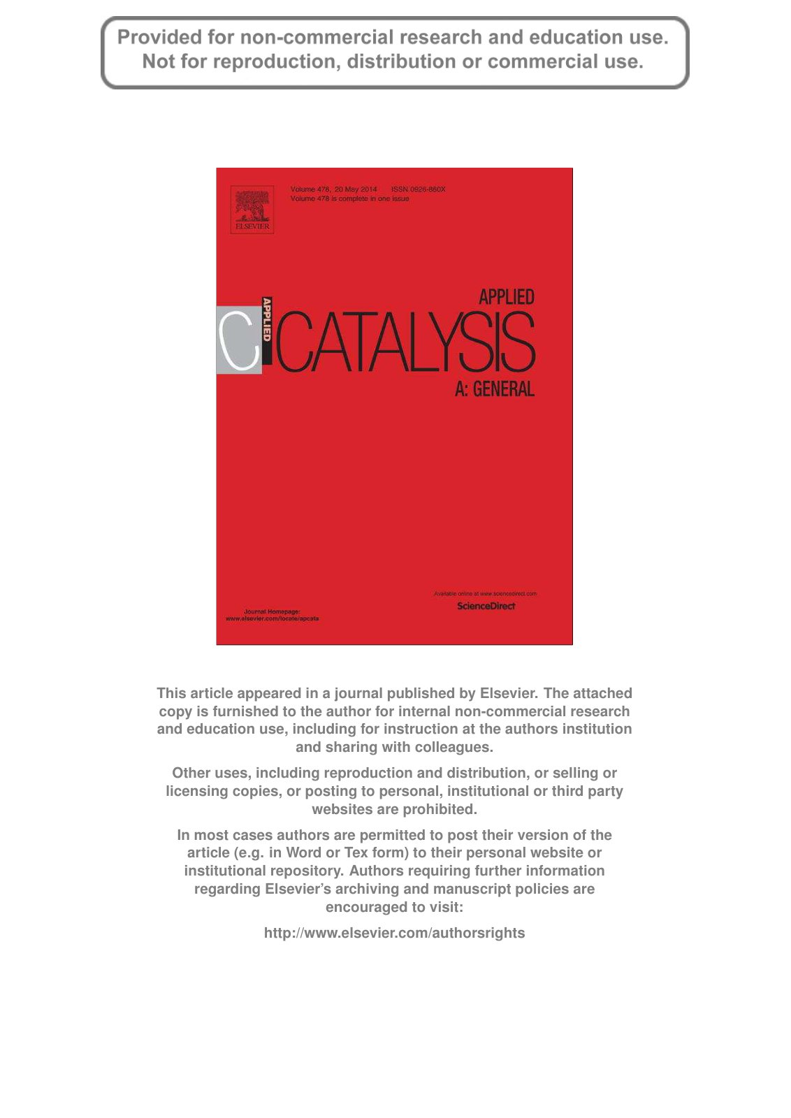 First page of Copper-immobilized platinum electrocatalyst for the effective reduction of nitrate in a low conductive medium: Mechanism, adsorption thermodynamics and stability