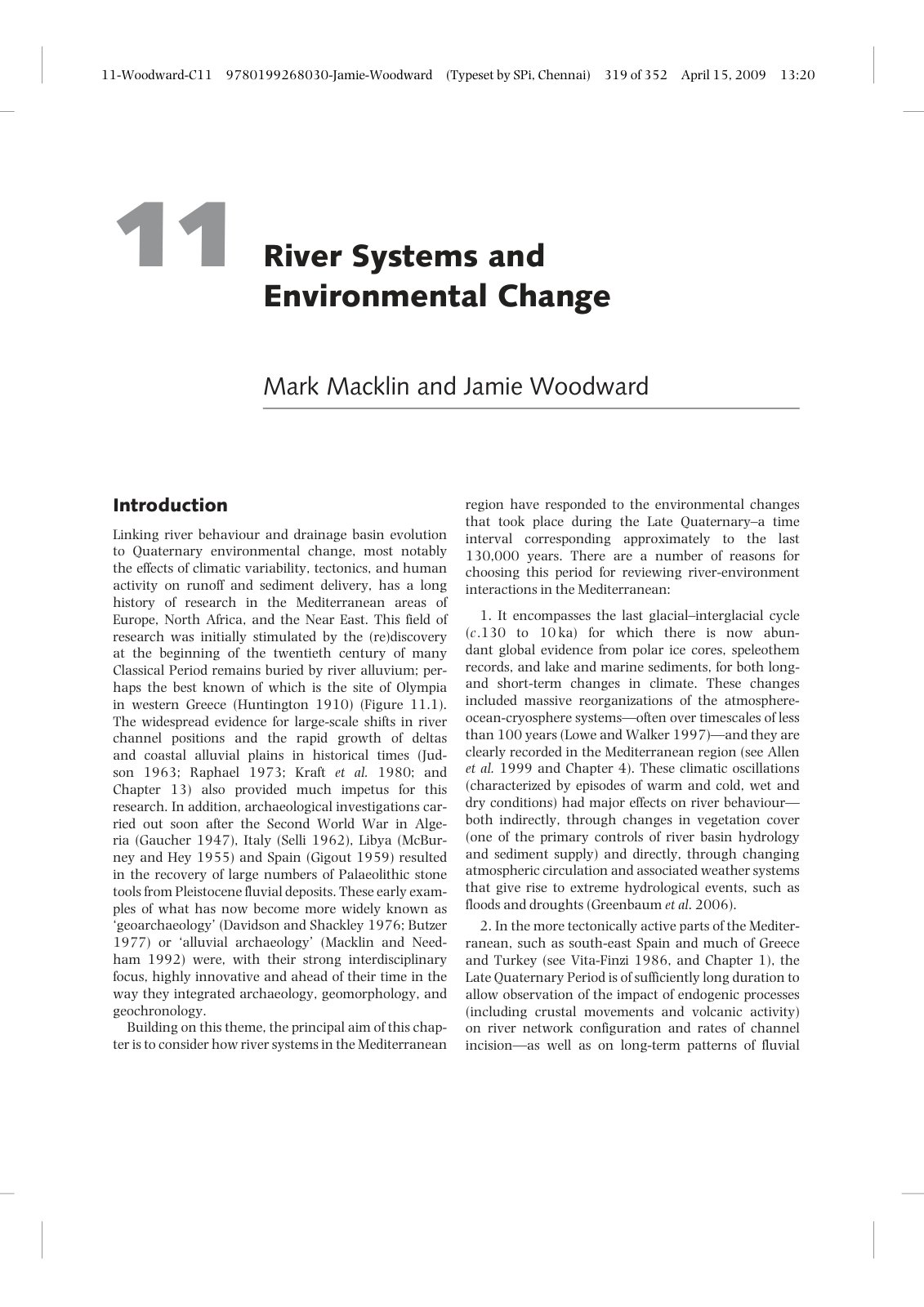 First page of River Systems and Environmental Change
