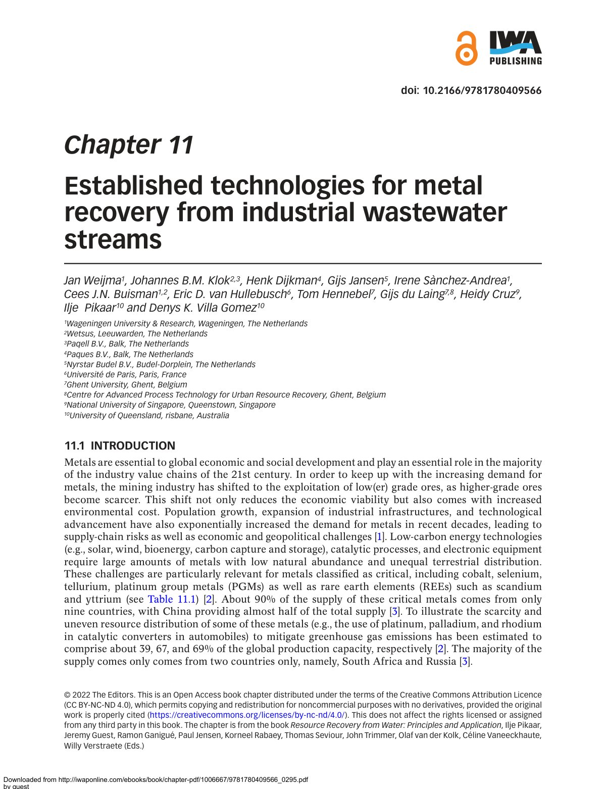 First page of Established technologies for metal recov
