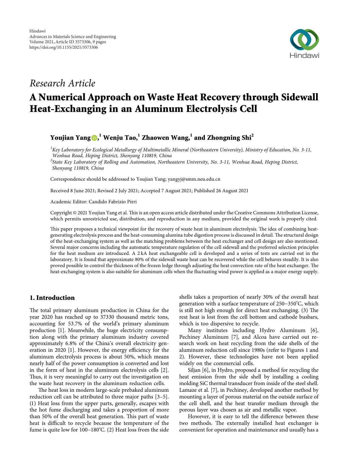 First page of A Numerical Approach on Waste Heat Recov
