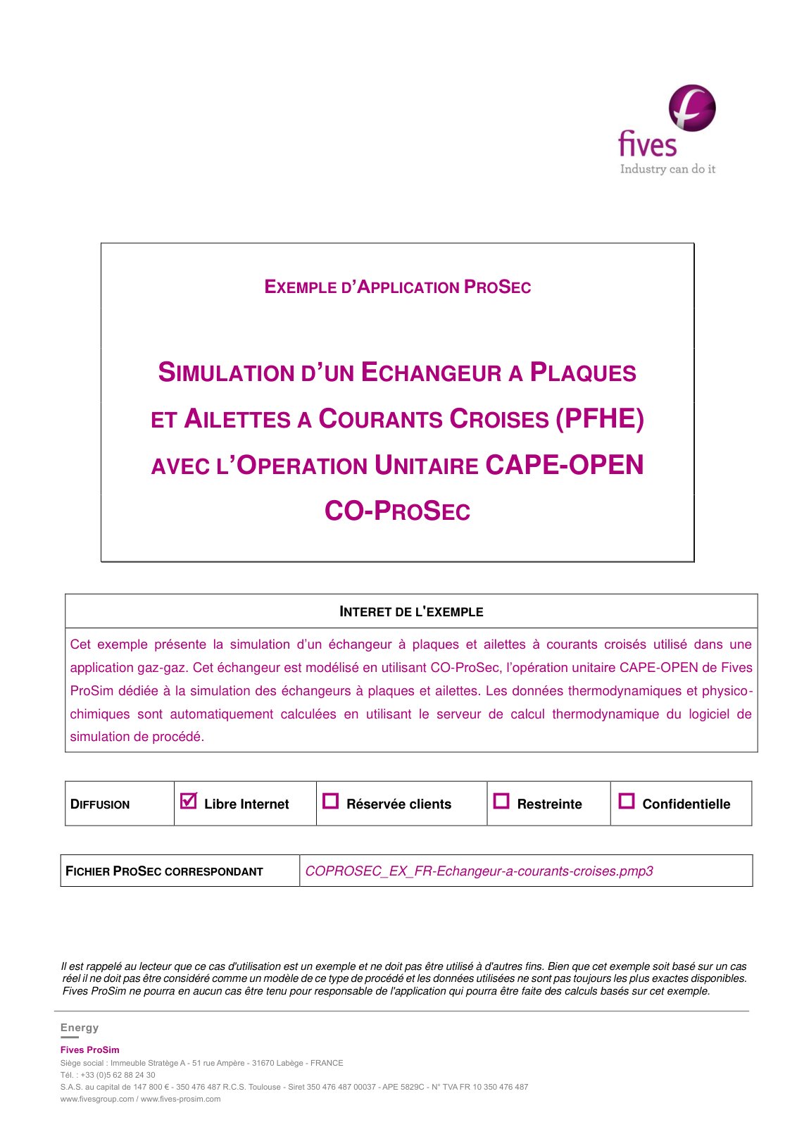 First page of EXEMPLE D’APPLICATION PROSEC
