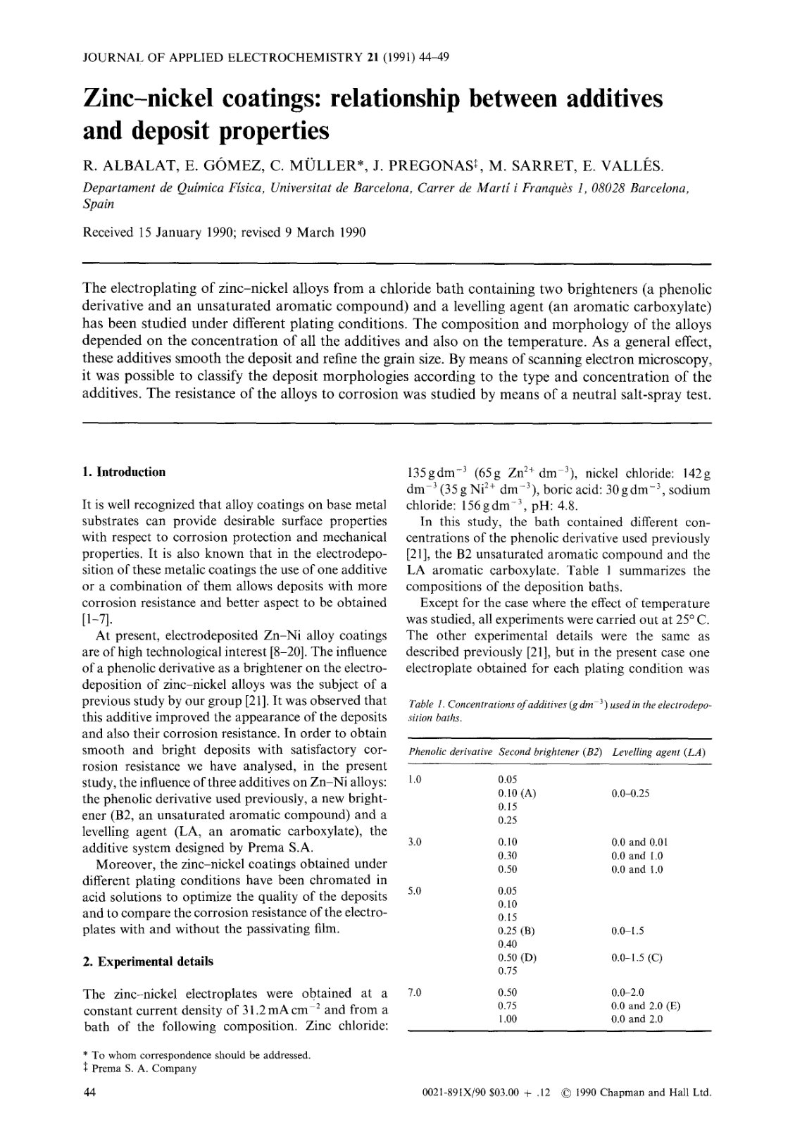 First page of Zinc-nickel coatings: relationship between additives and deposit properties