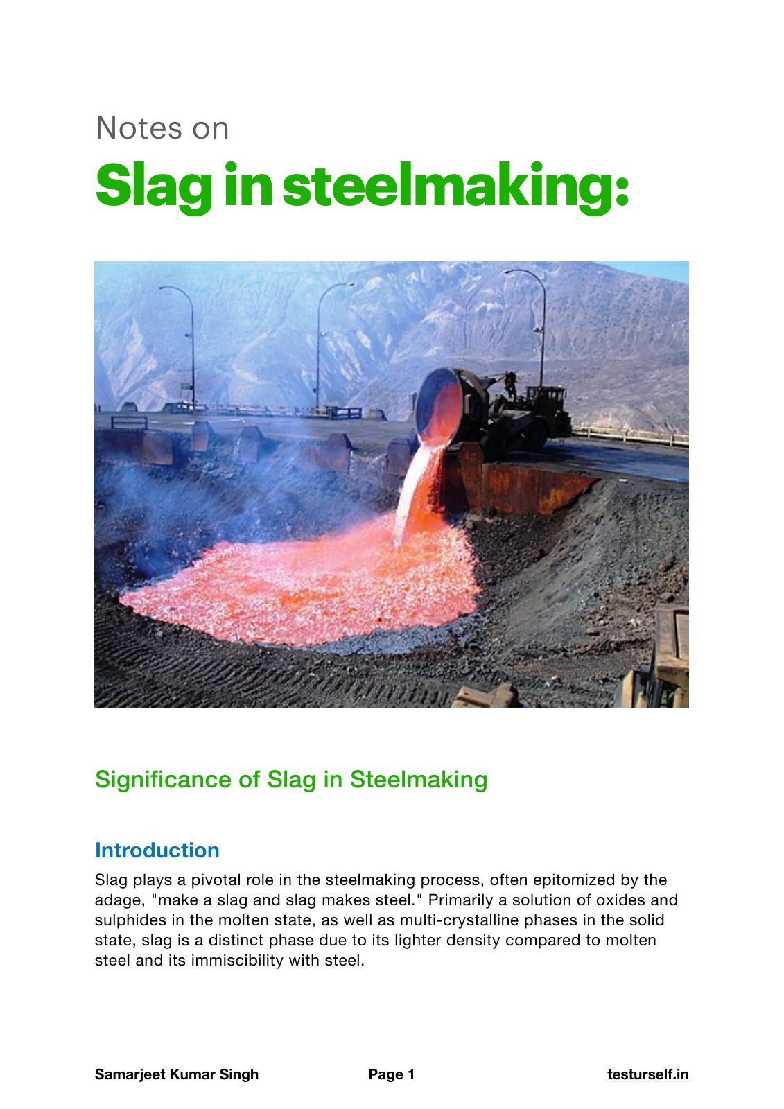 First page of Slag in steelmaking