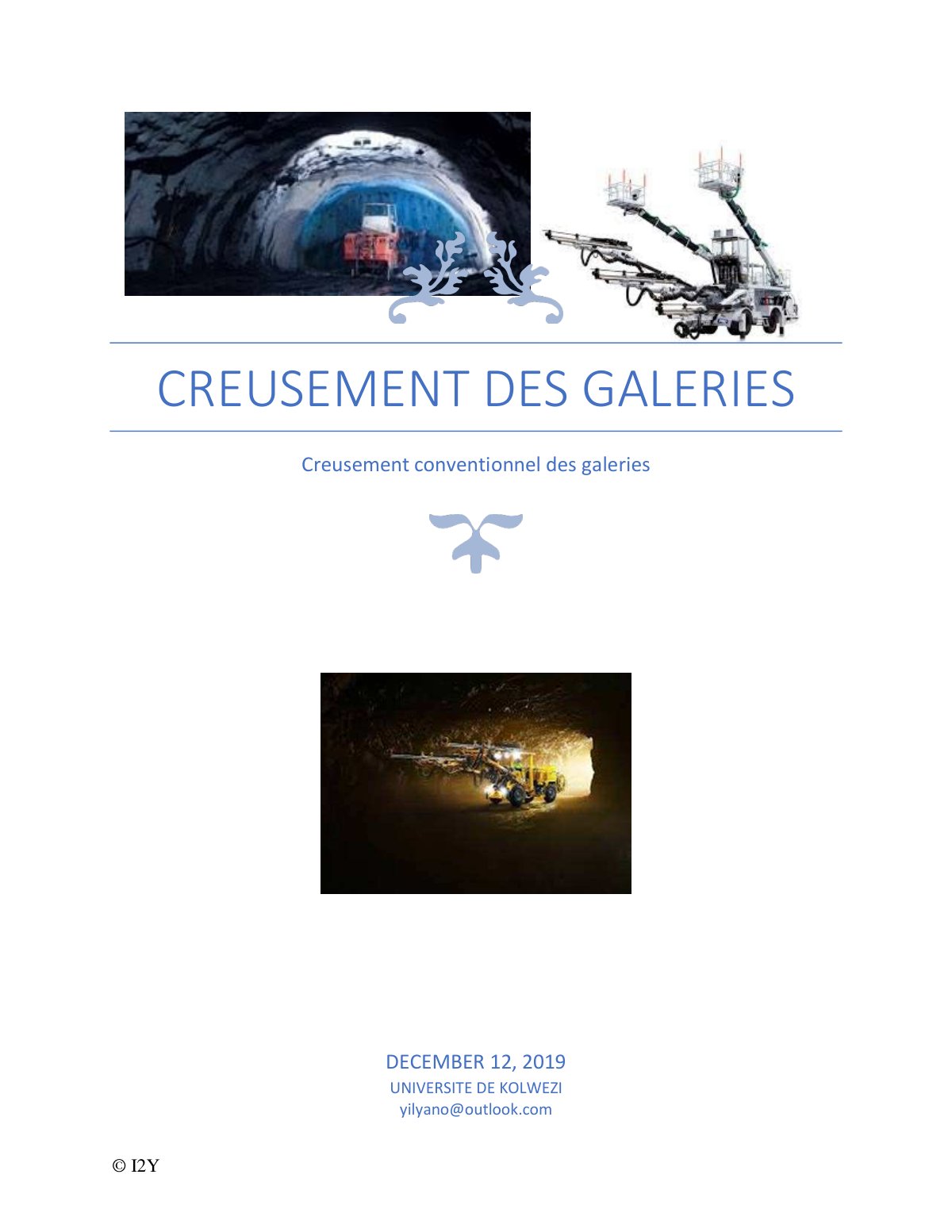 First page of CREUSEMENT DES GALERIES Creusement conve