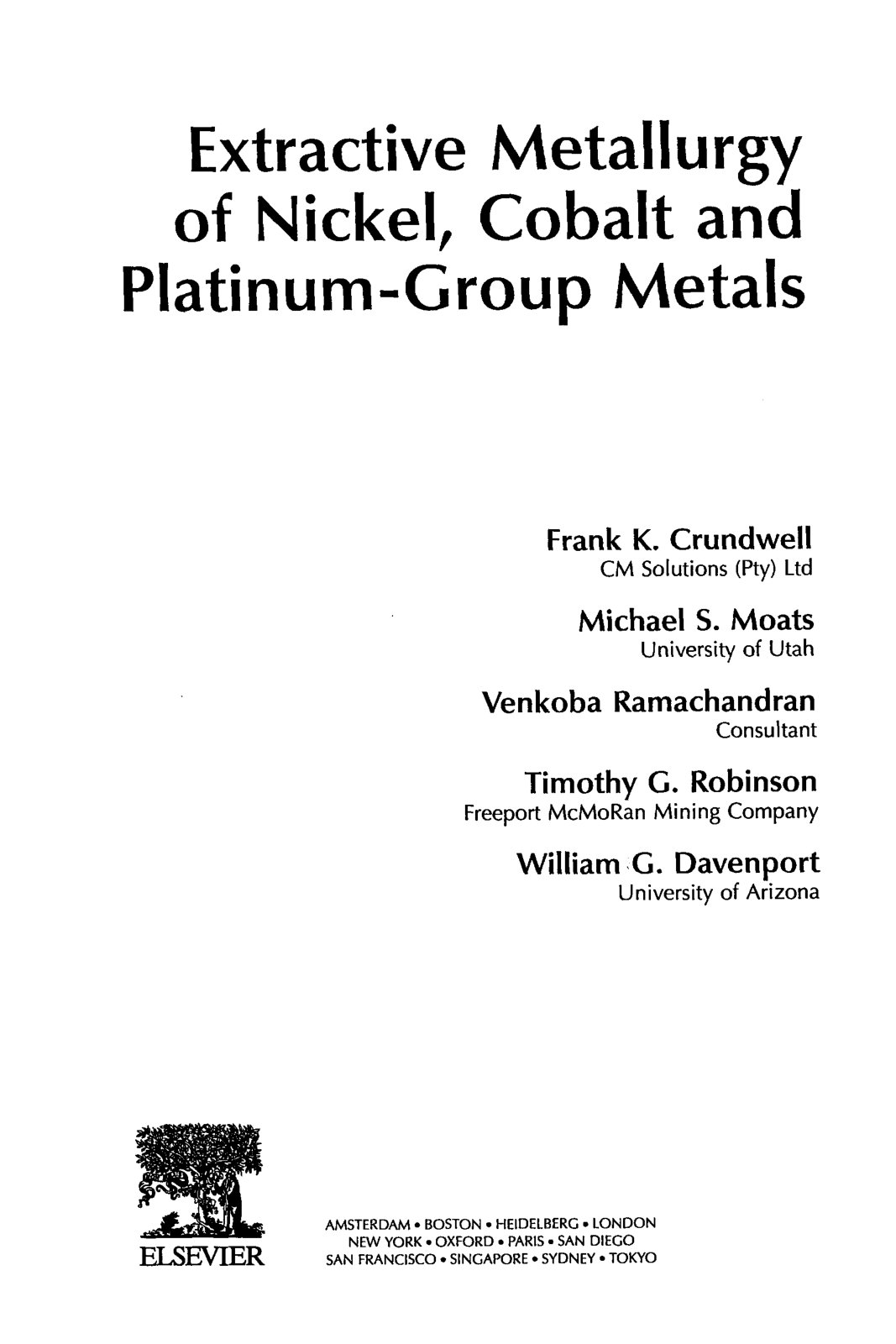 First page of Extractive Metallurgy of Nickel, Cobalt and Platinum-Group Metals