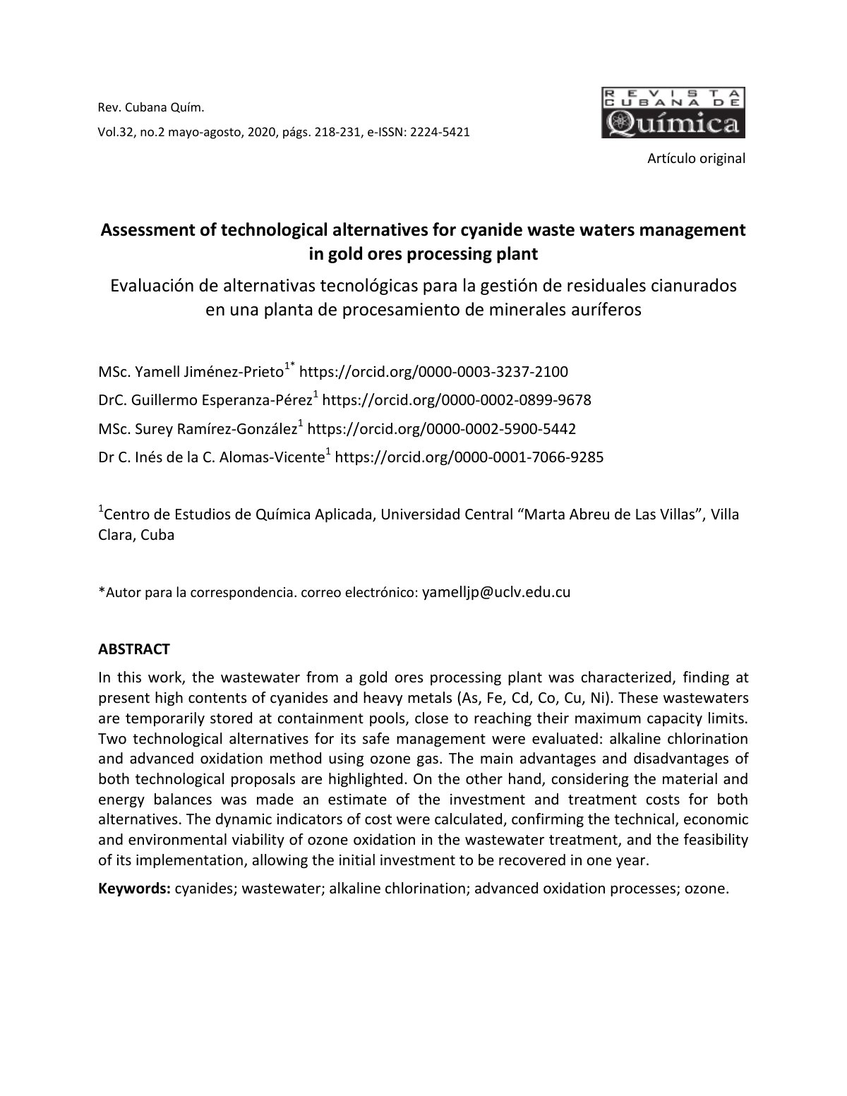 First page of Assessment of technological alternatives