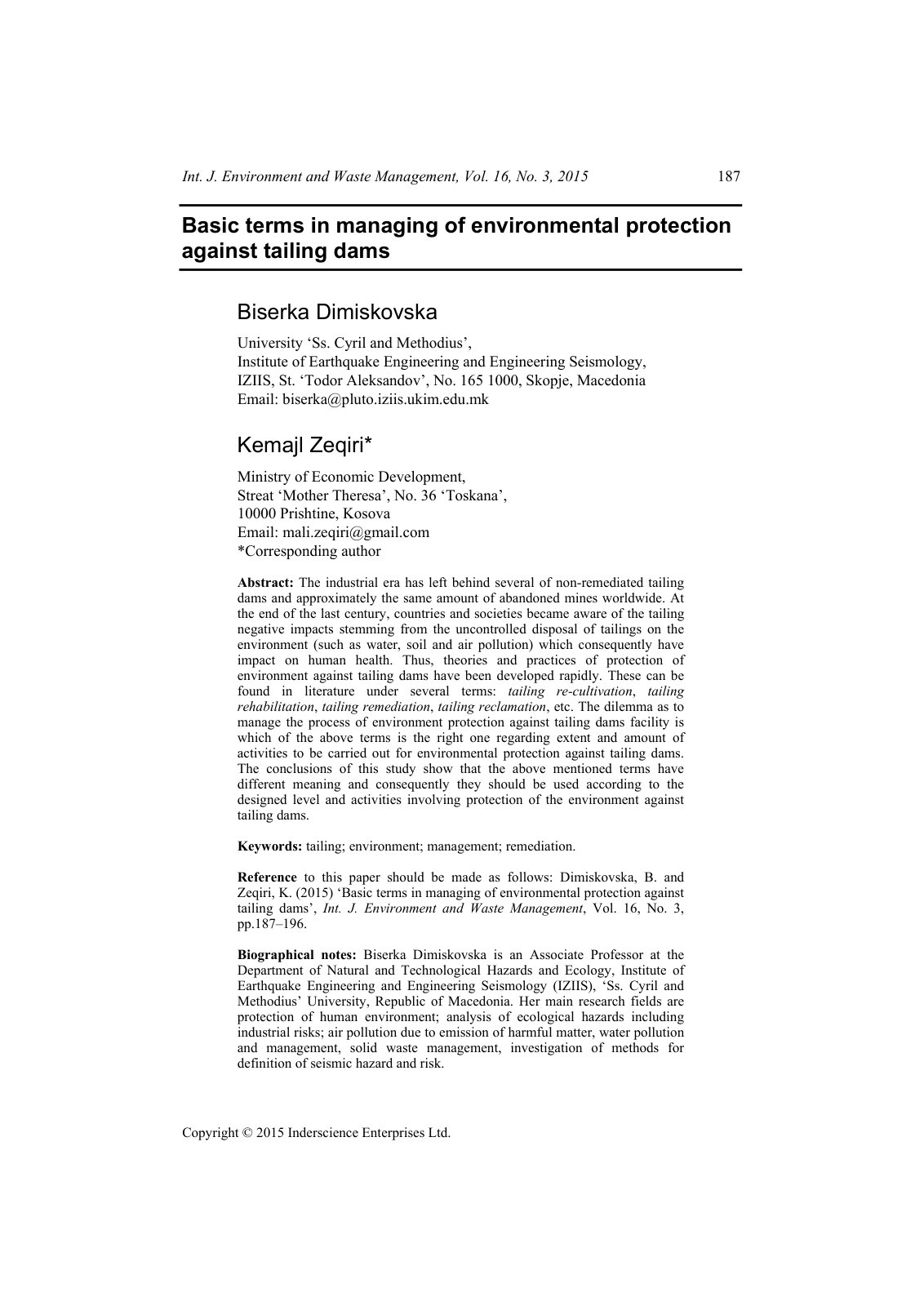 First page of Basic terms in managing of environmental