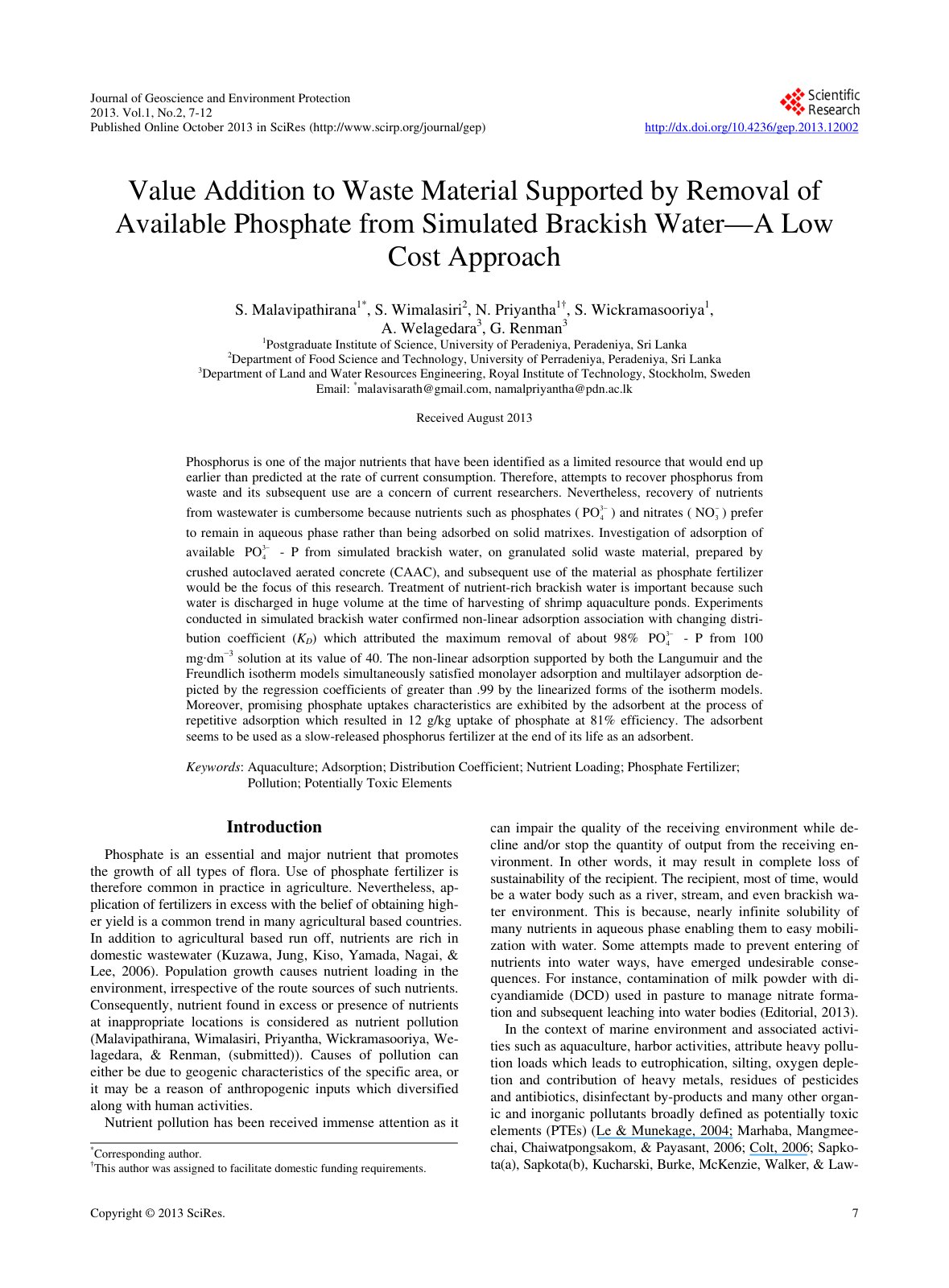 First page of Value Addition to Waste Material Support