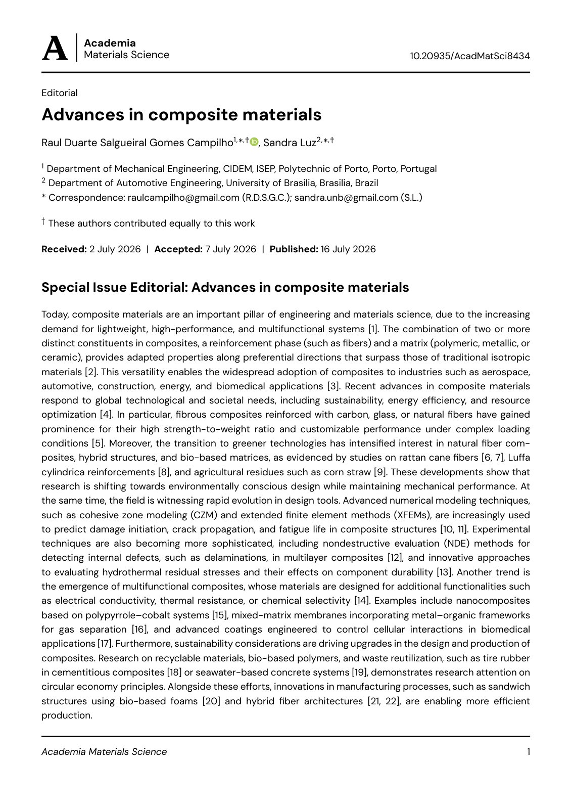 First page of Advances in composite materials