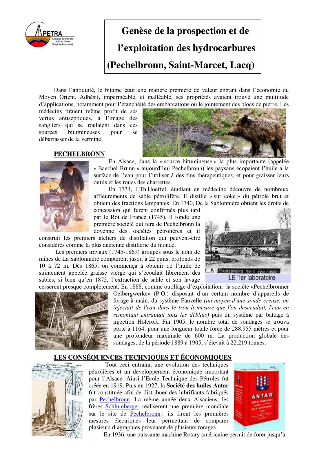 First page of Genèse de la prospection et de l’exploitation des hydrocarbures (Pechelbronn, Saint-Marcet, Lacq)