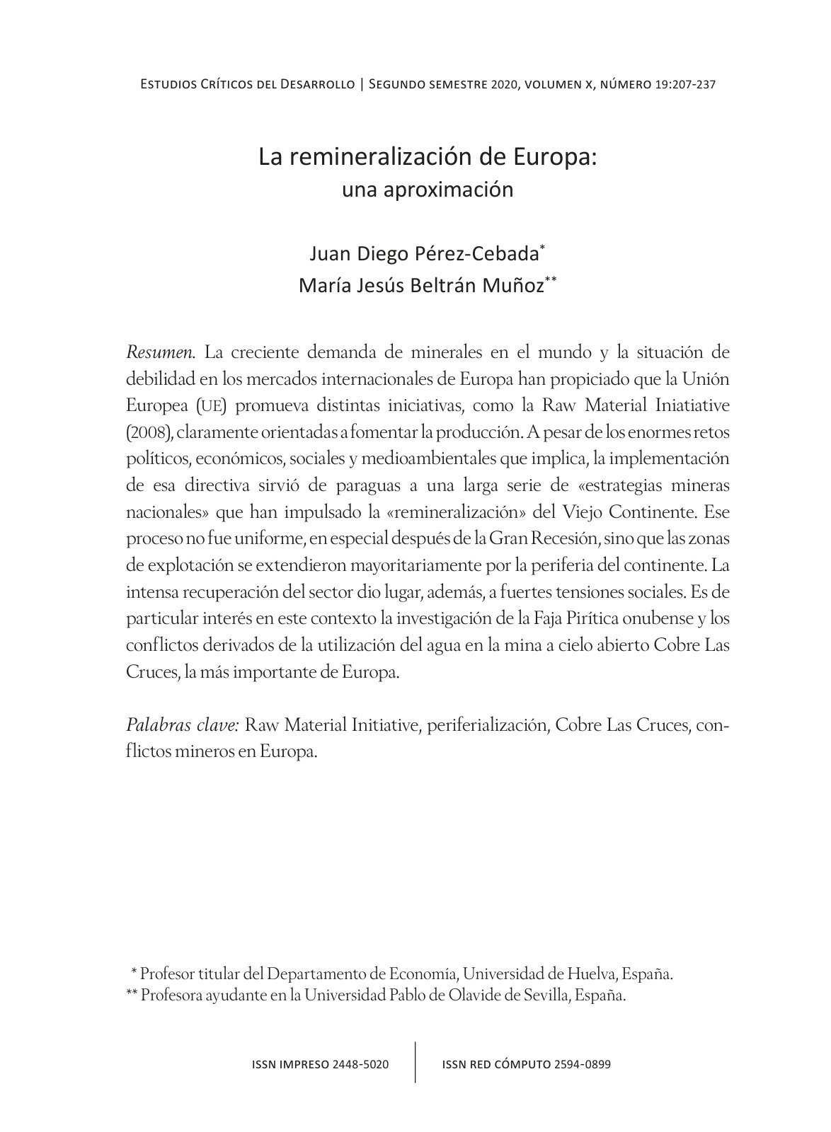 First page of La remineralizacion de Europa una aproxi