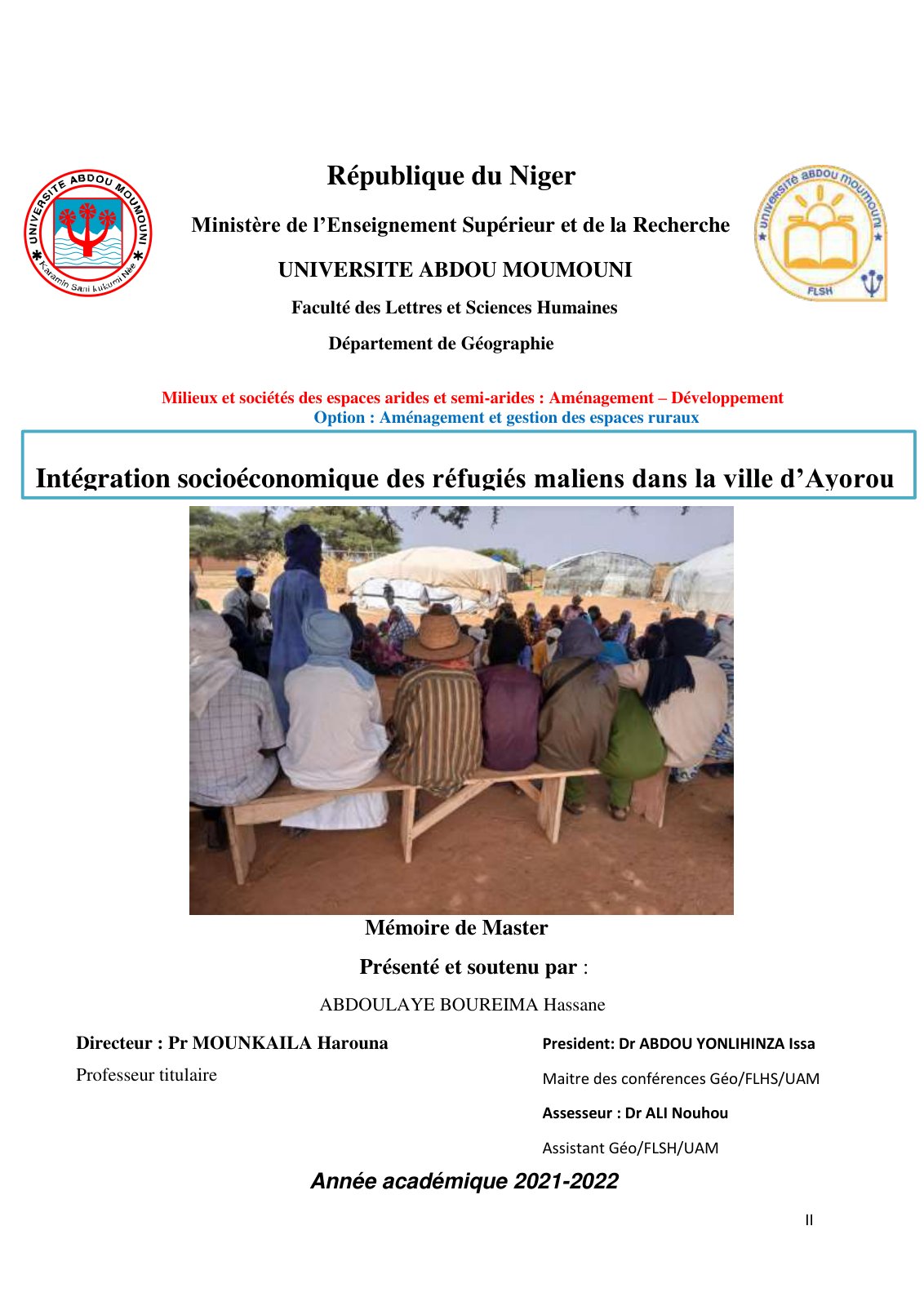 First page of MEMOIRE Hassan final