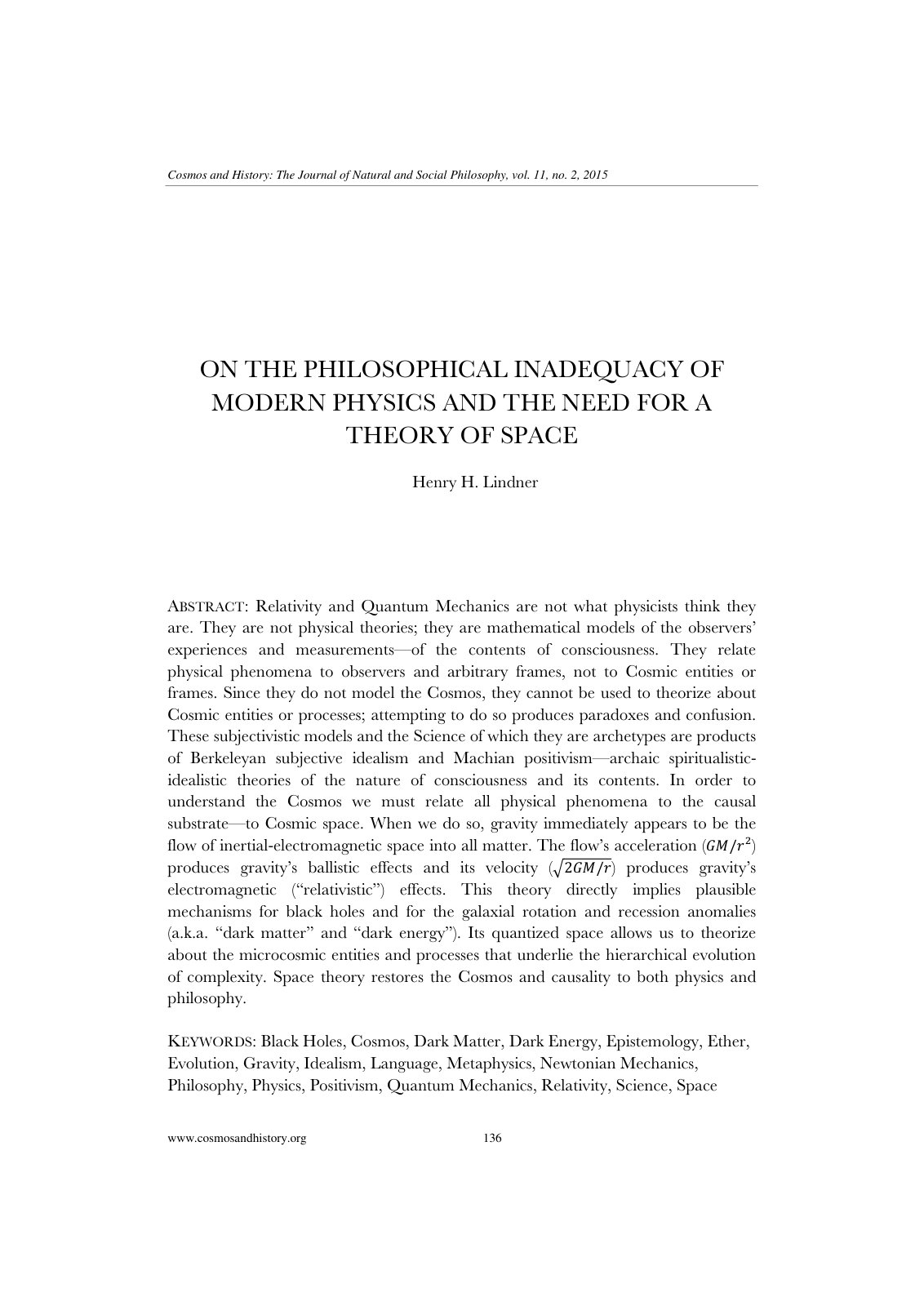 First page of On the Philosophical Inadequacy of Moder
