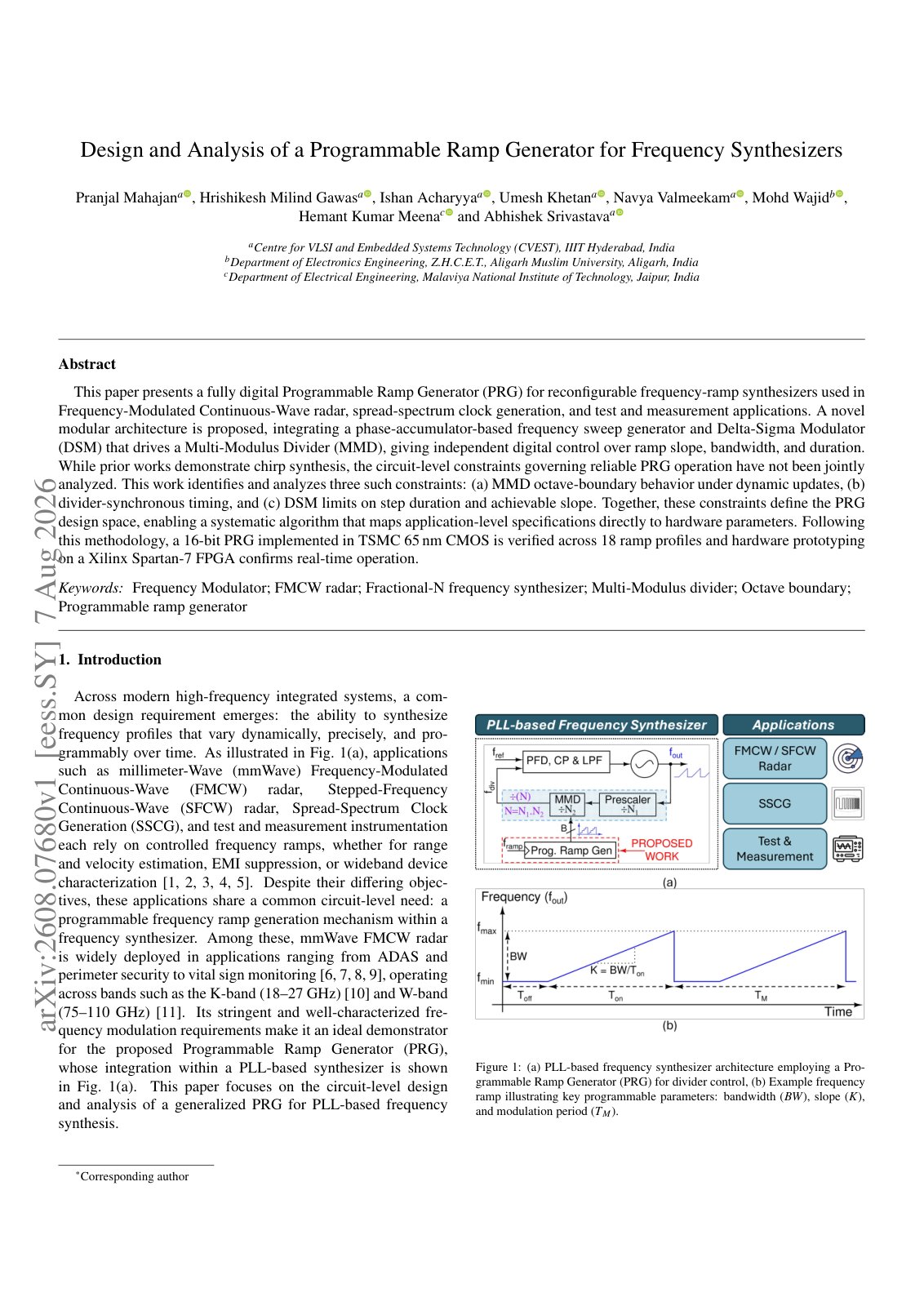 First page of Design and Analysis of a Programmable Ramp Generator for Frequency Synthesizers